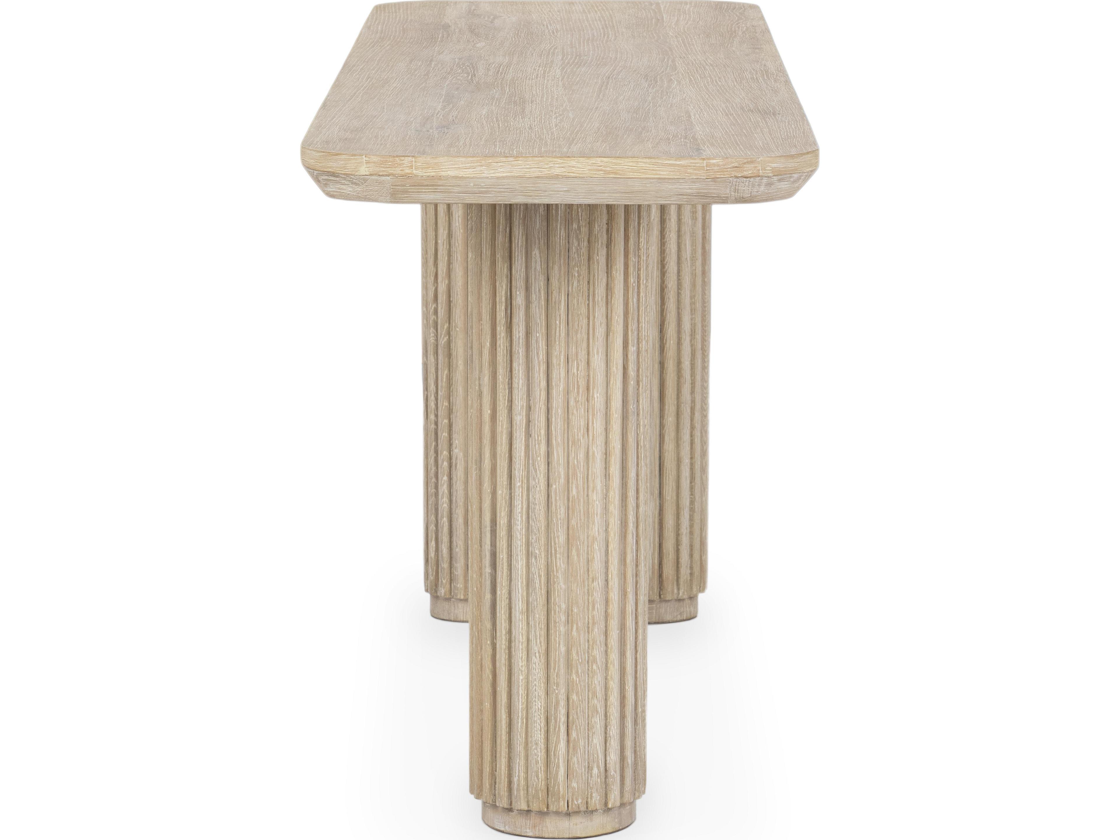 Classic Home Vander Rectangular Wood Cream Washed Console Table