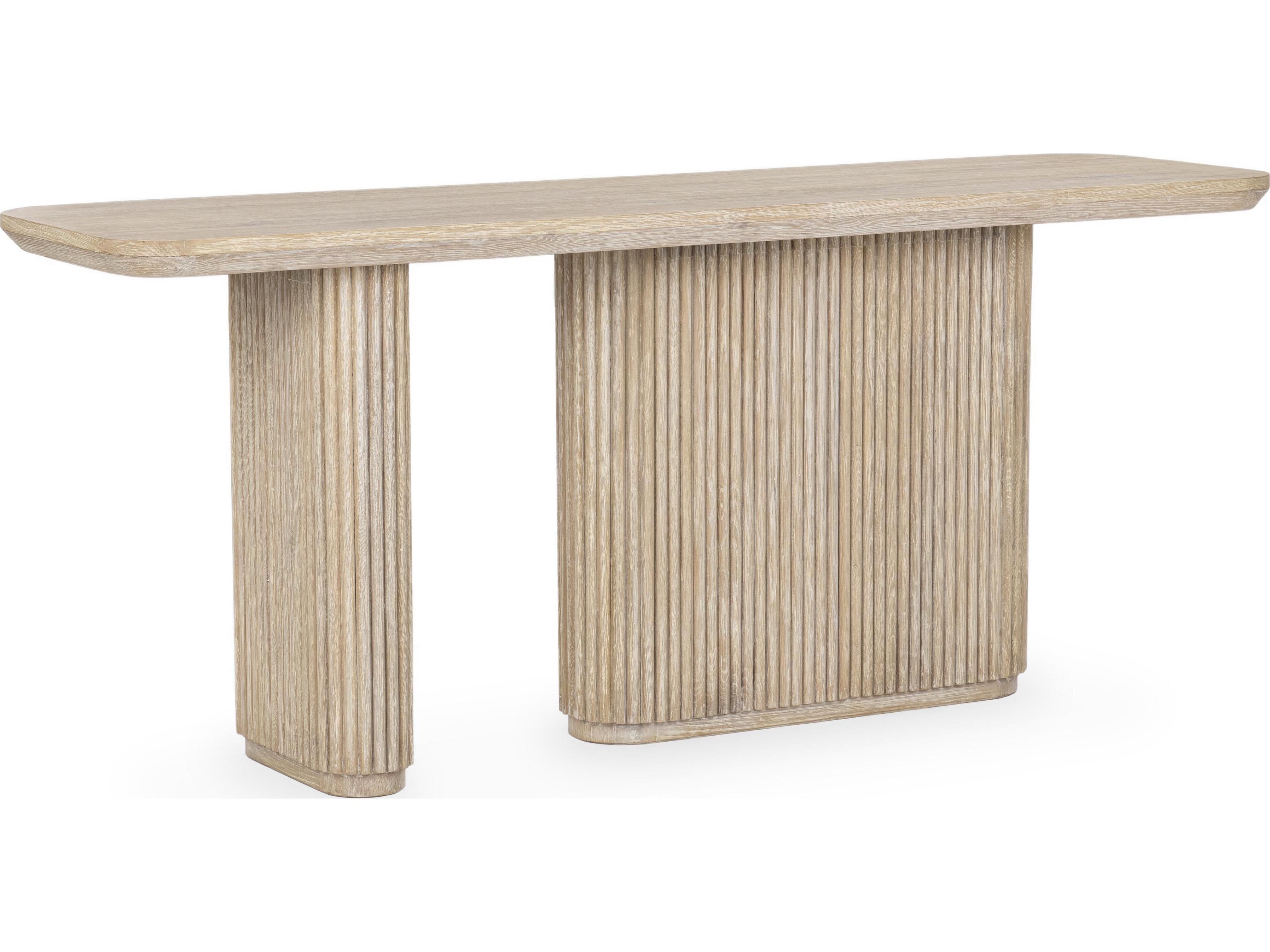 Classic Home Vander Rectangular Wood Cream Washed Console Table