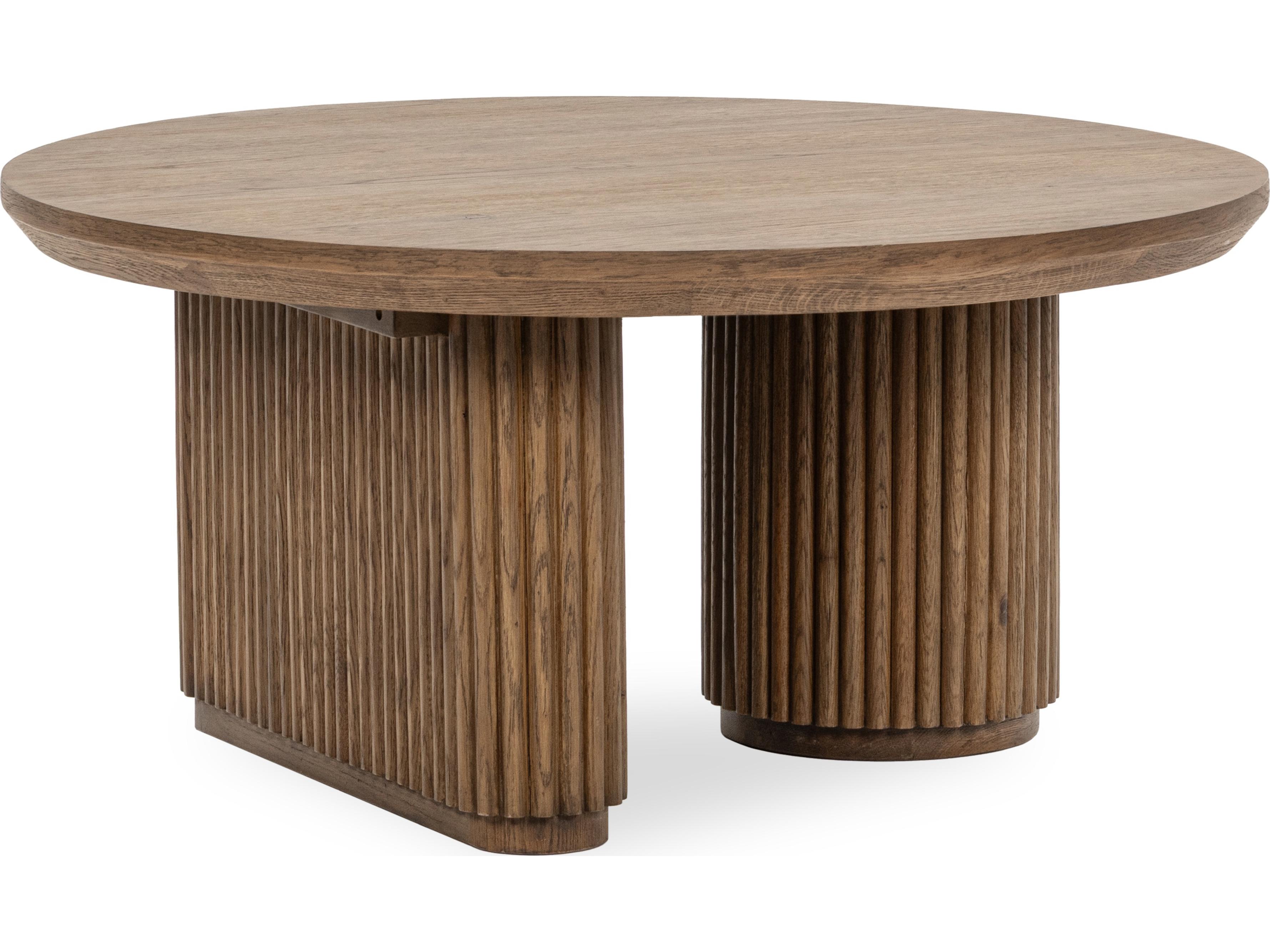 Classic Home Vander Round Wood Tawny Brown Coffee Table