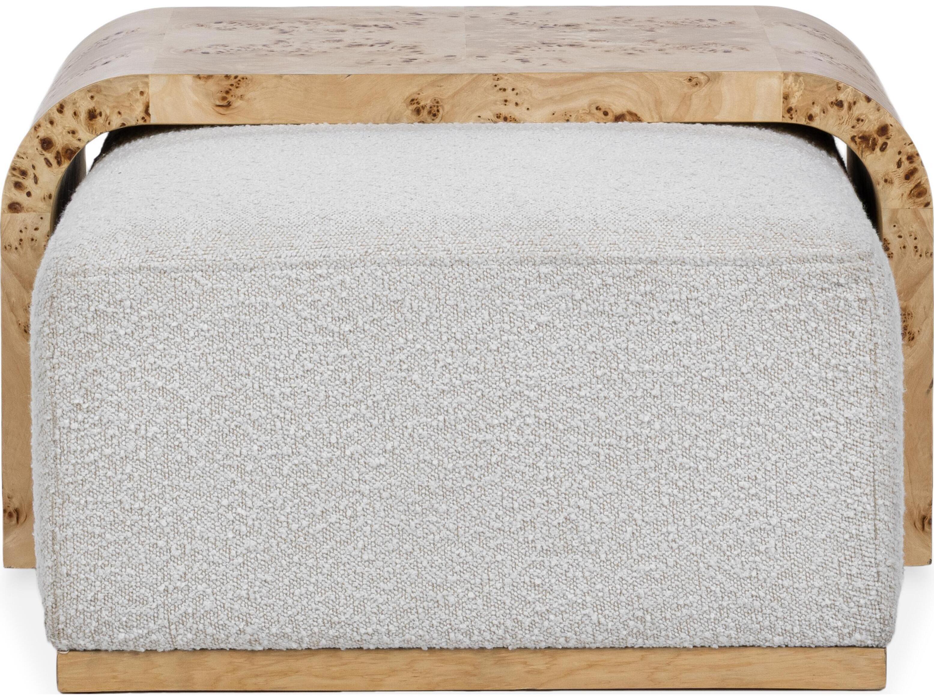 Classic Home Kenan Rectangular Fabric Creamy Ivory Coffee Table