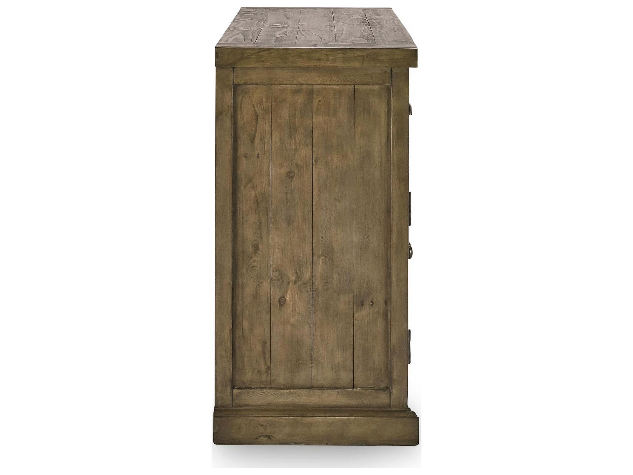 Classic Home Caleb 74" Pine Wood Distressed Brown Sideboard
