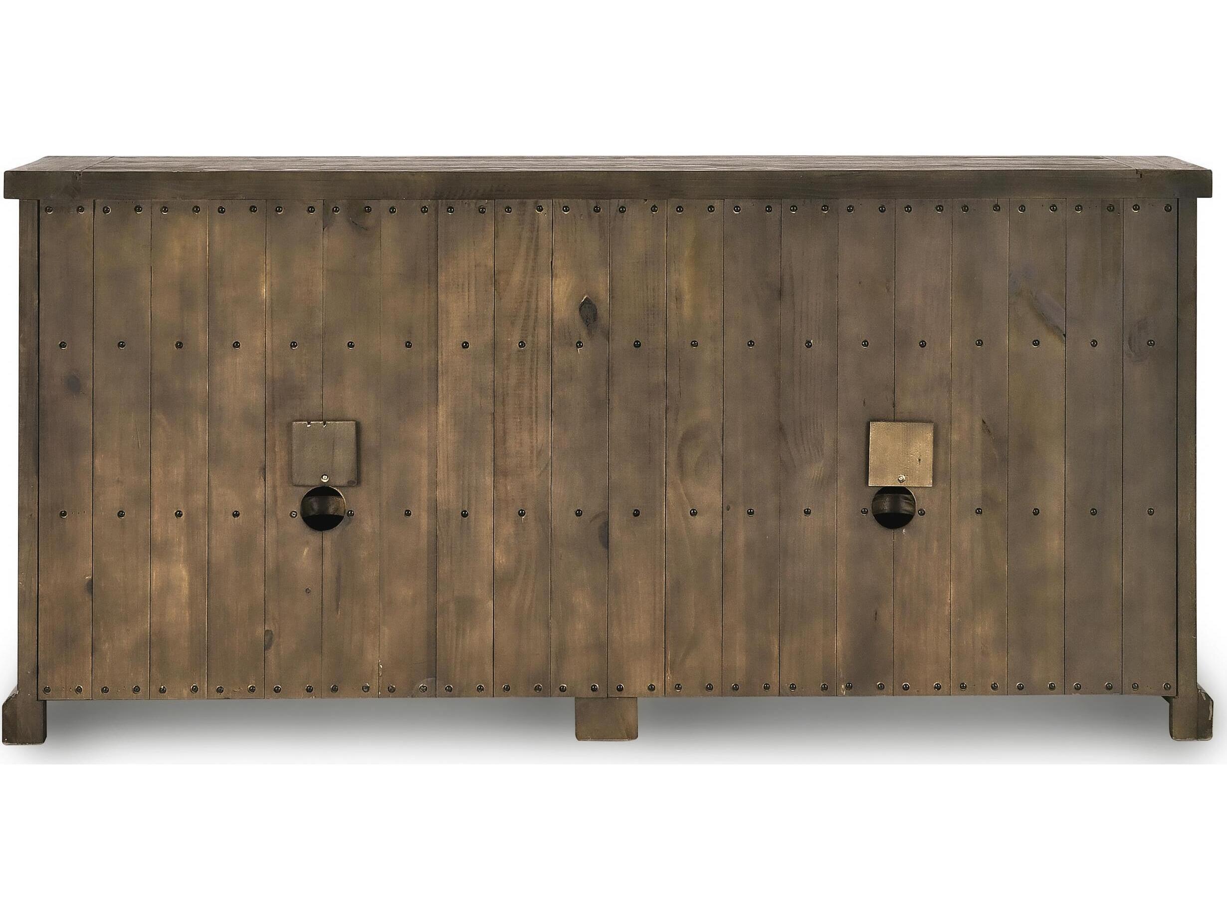 Classic Home Caleb 74" Pine Wood Distressed Brown Sideboard