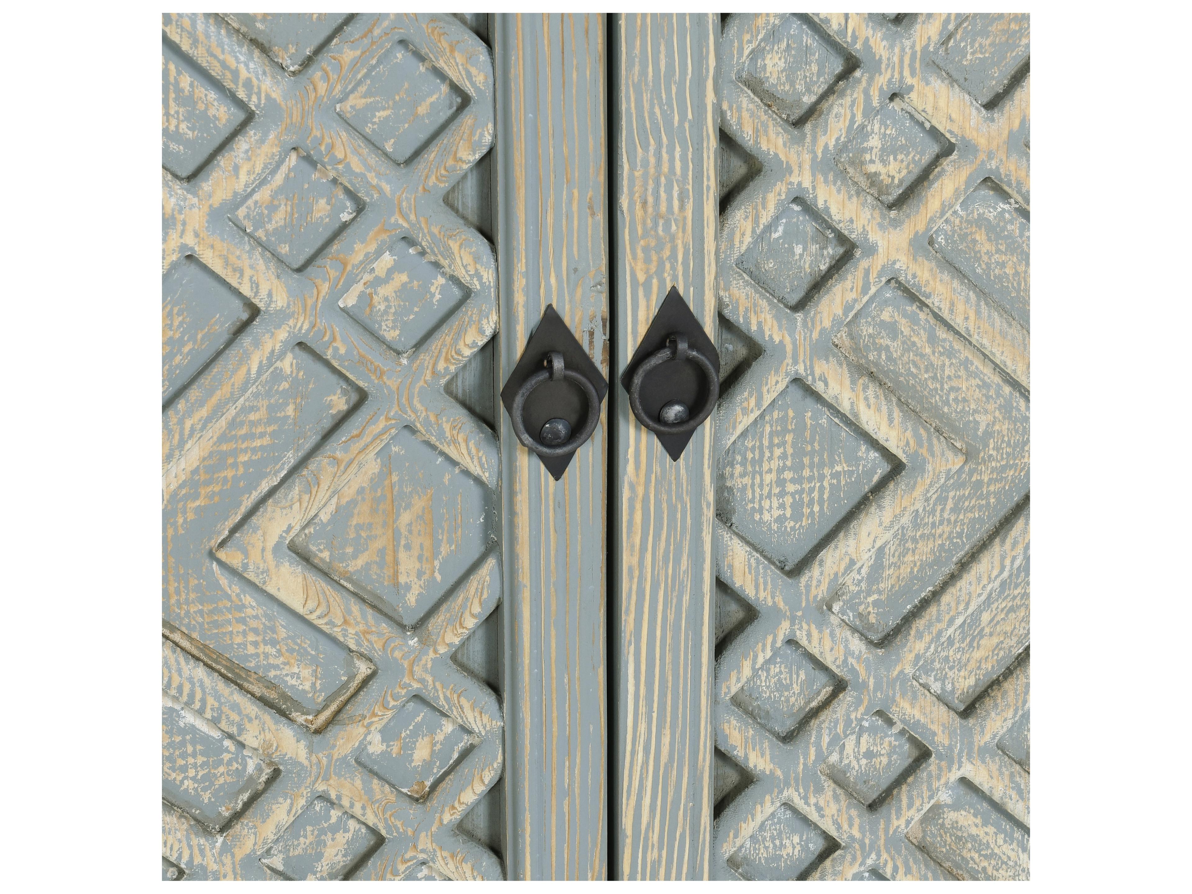 Classic Home Antigua 85" Pine Wood Antique Blue Sideboard