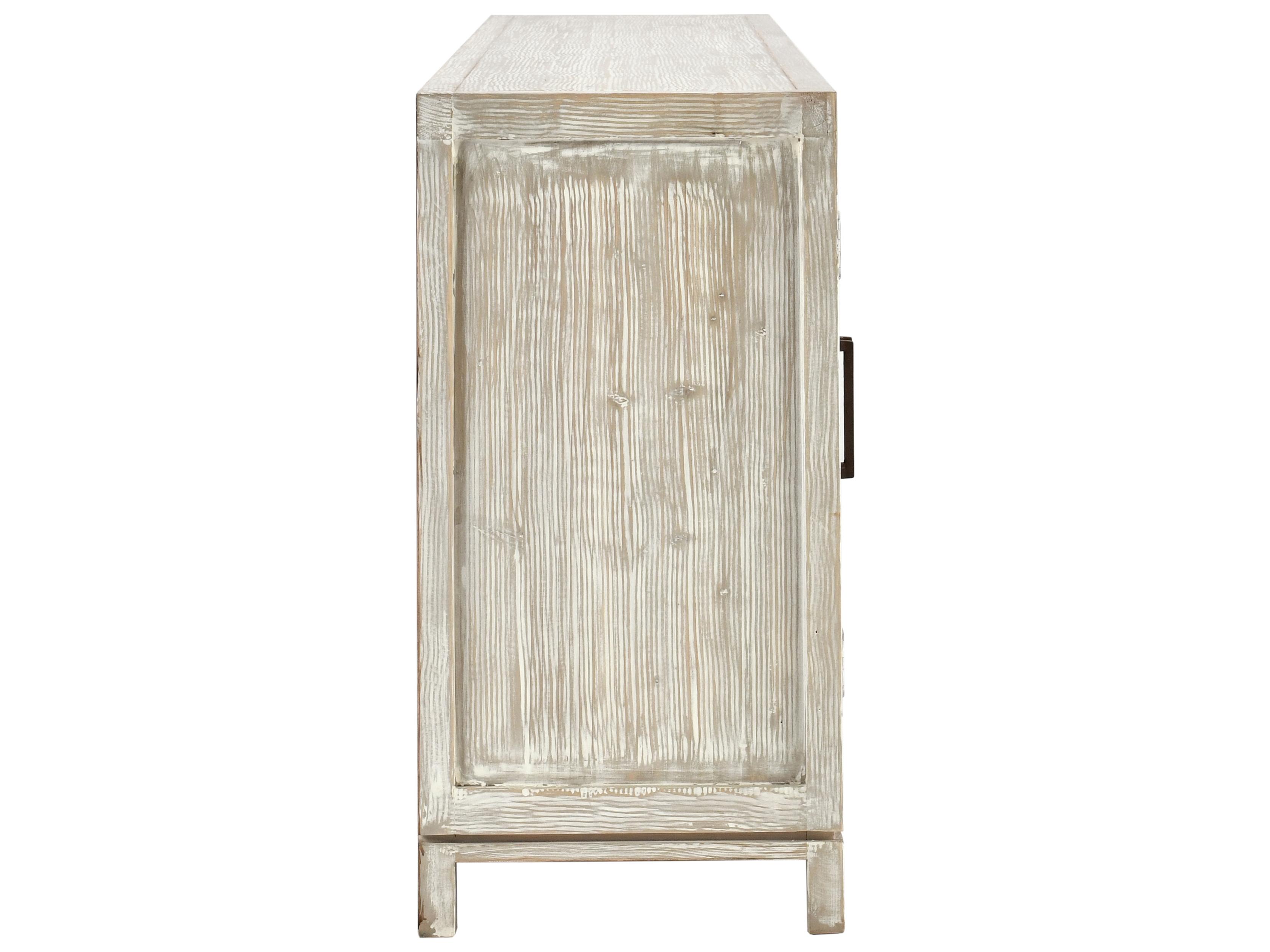 Classic Home Arley 98" Pine Wood Distressed Ivory Sideboard