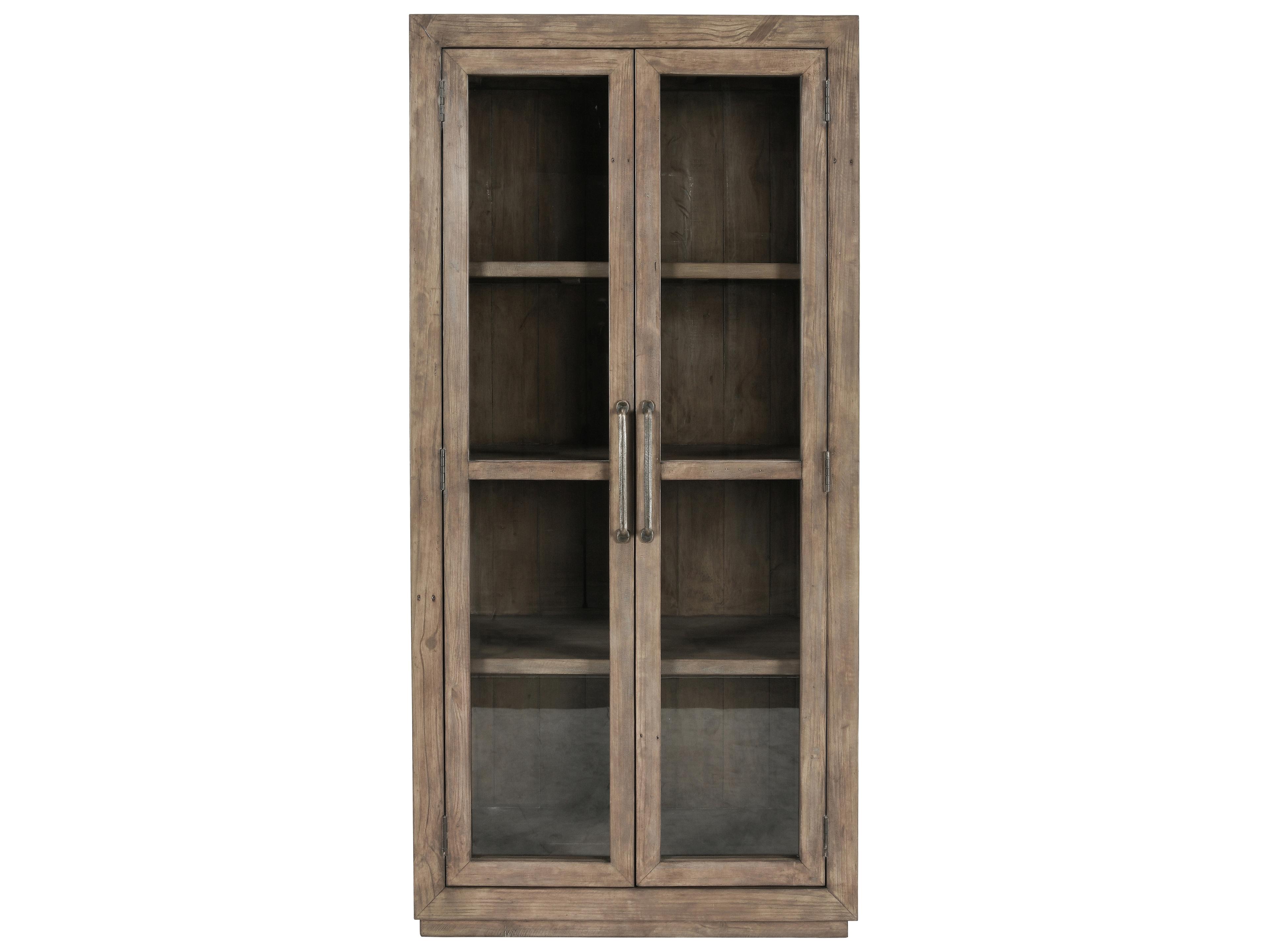 Classic Home Caleb Pine Wood Distressed Brown Display Cabinet
