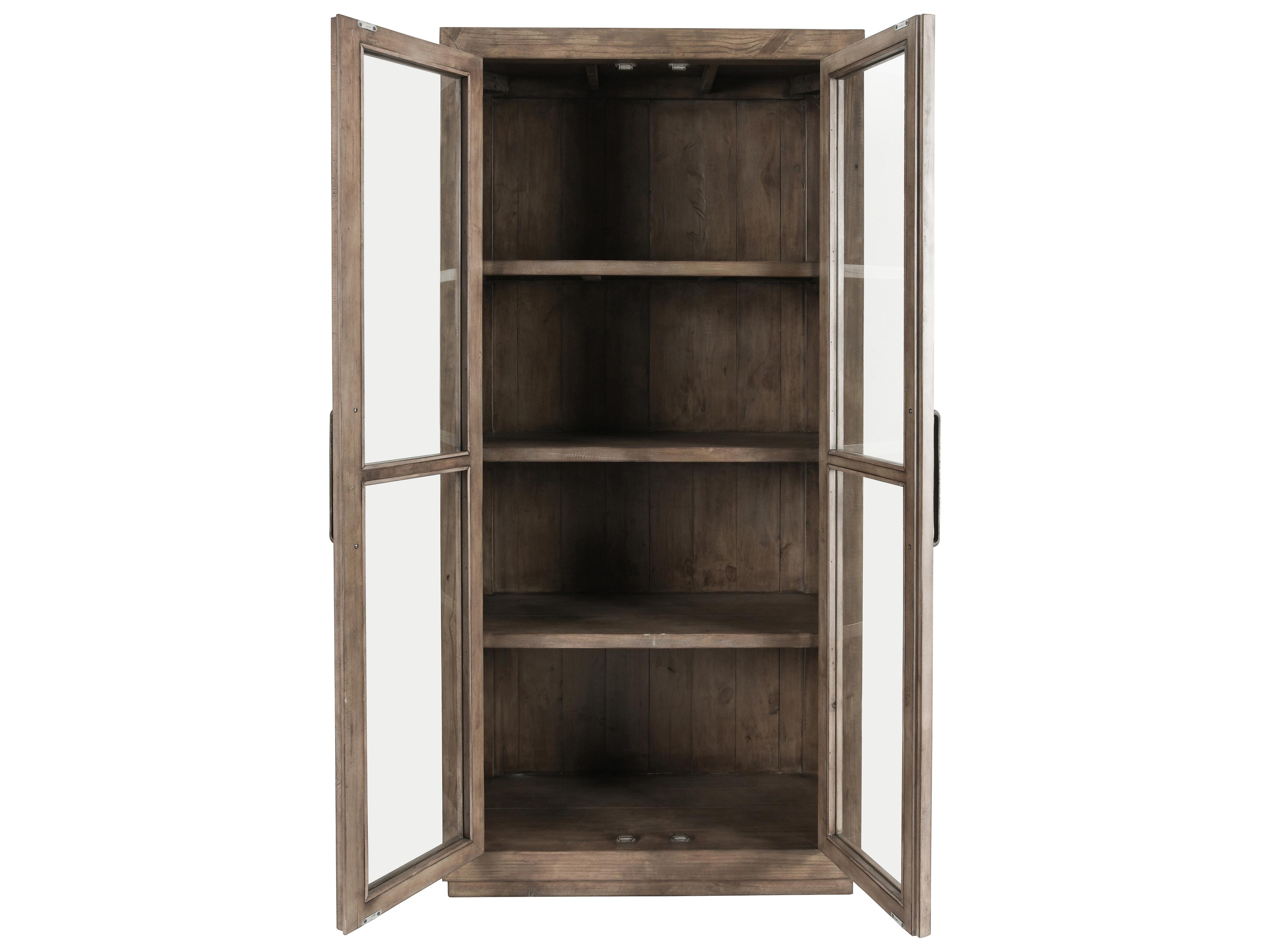 Classic Home Caleb Pine Wood Distressed Brown Display Cabinet