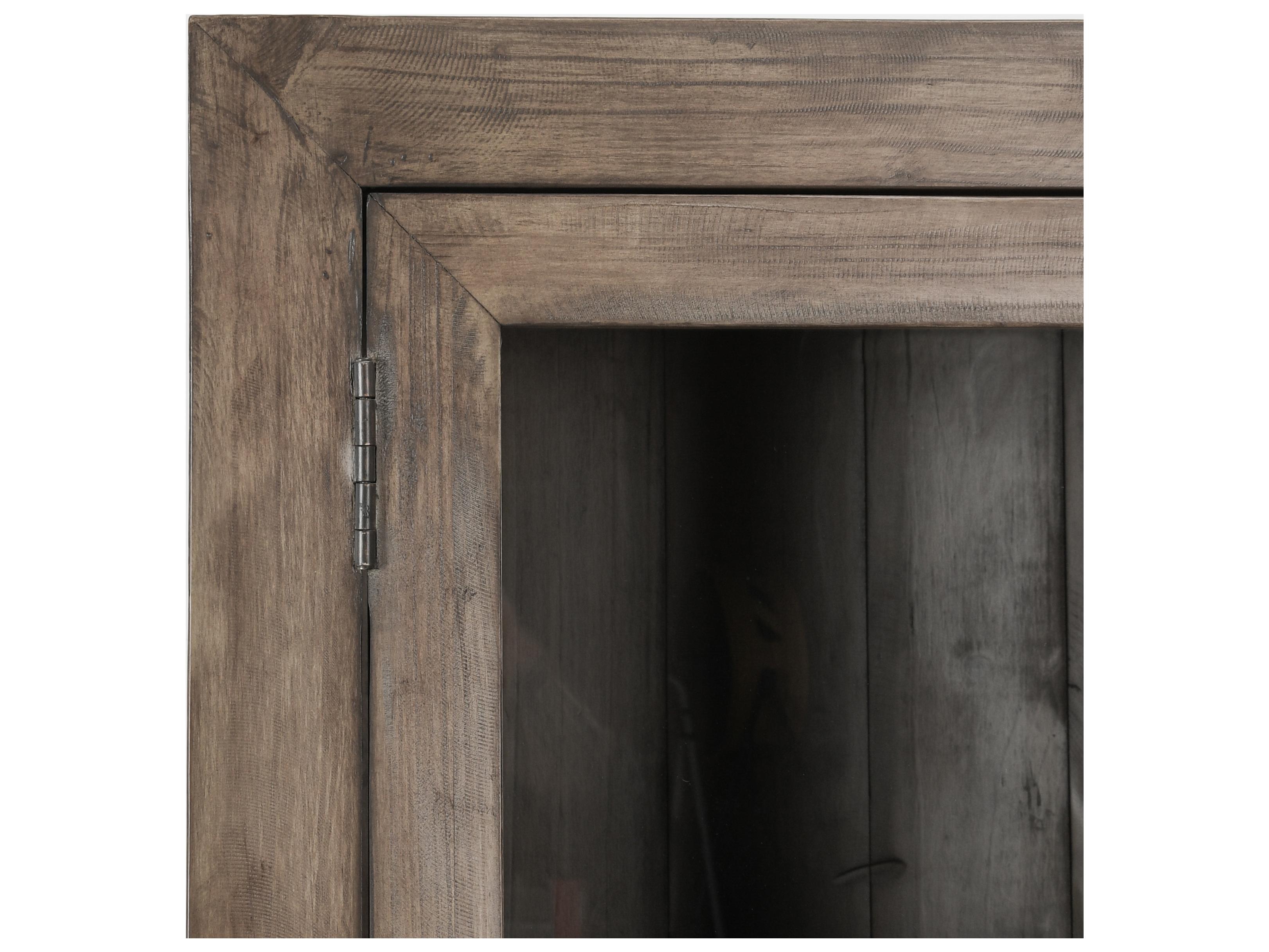 Classic Home Caleb Pine Wood Distressed Brown Display Cabinet