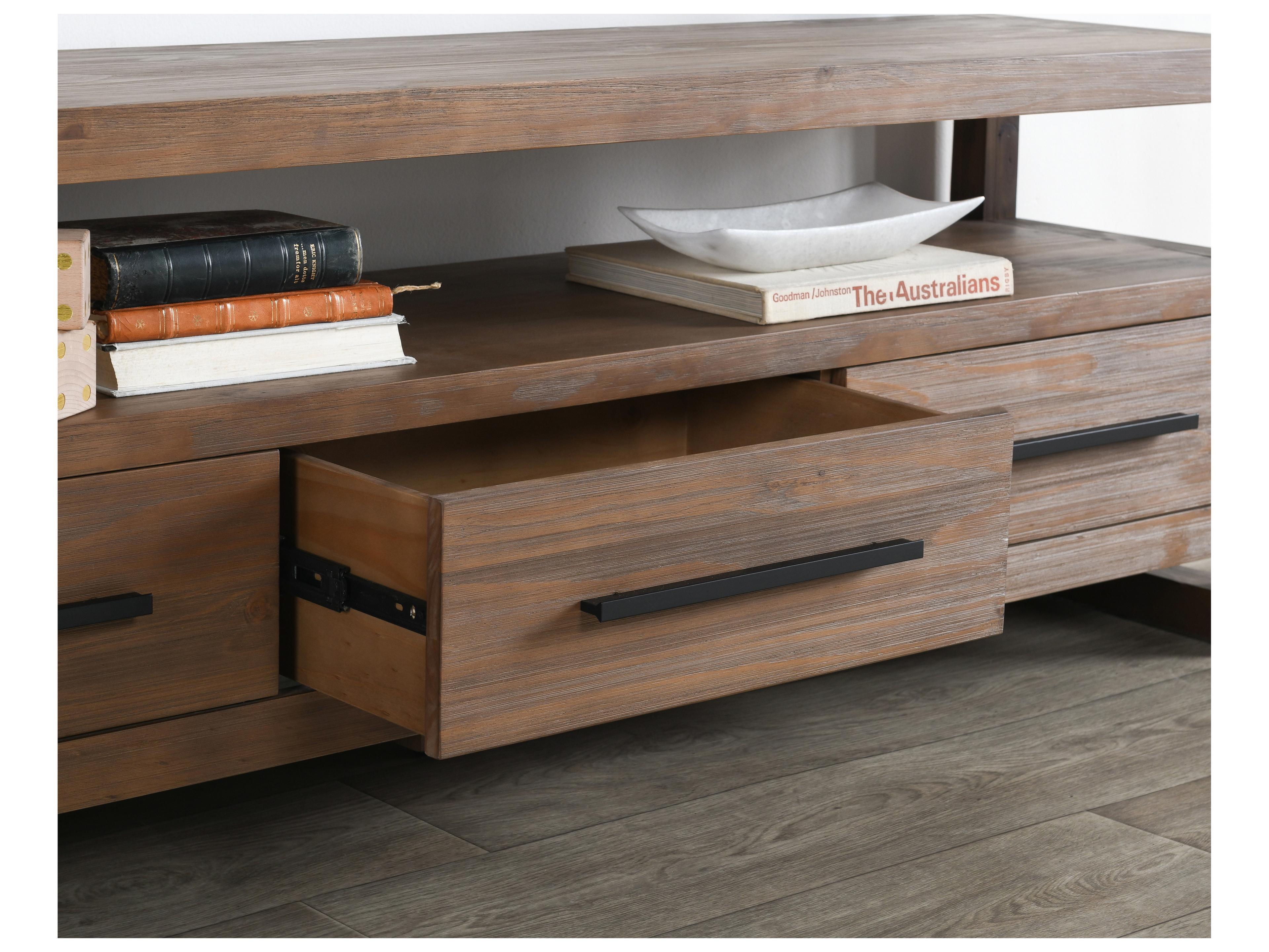 Classic Home Fenmore 66" Pine Wood Almond Brown Media Console