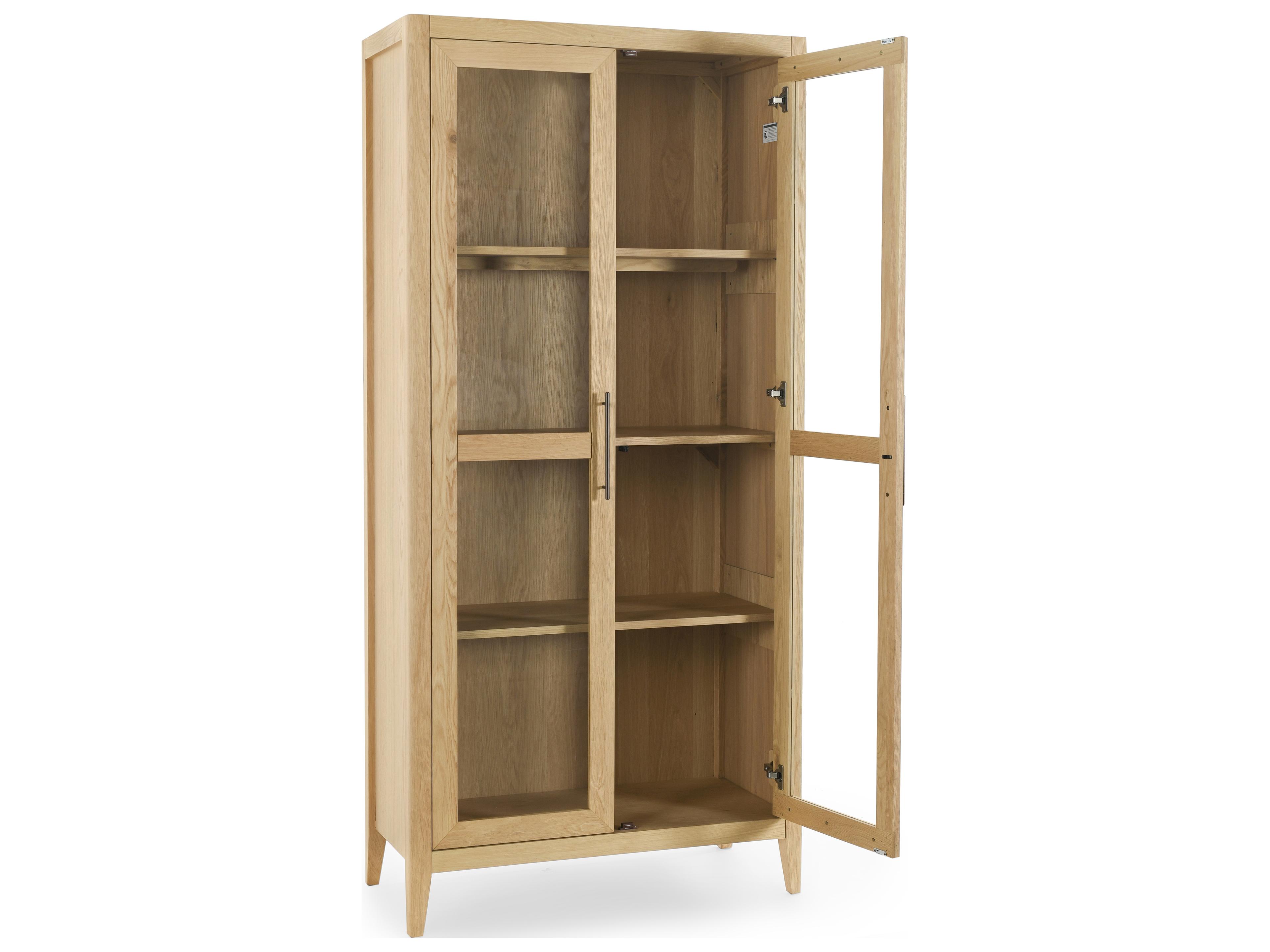 Classic Home Beechgrove Oak Wood Natural Brown Display Cabinet