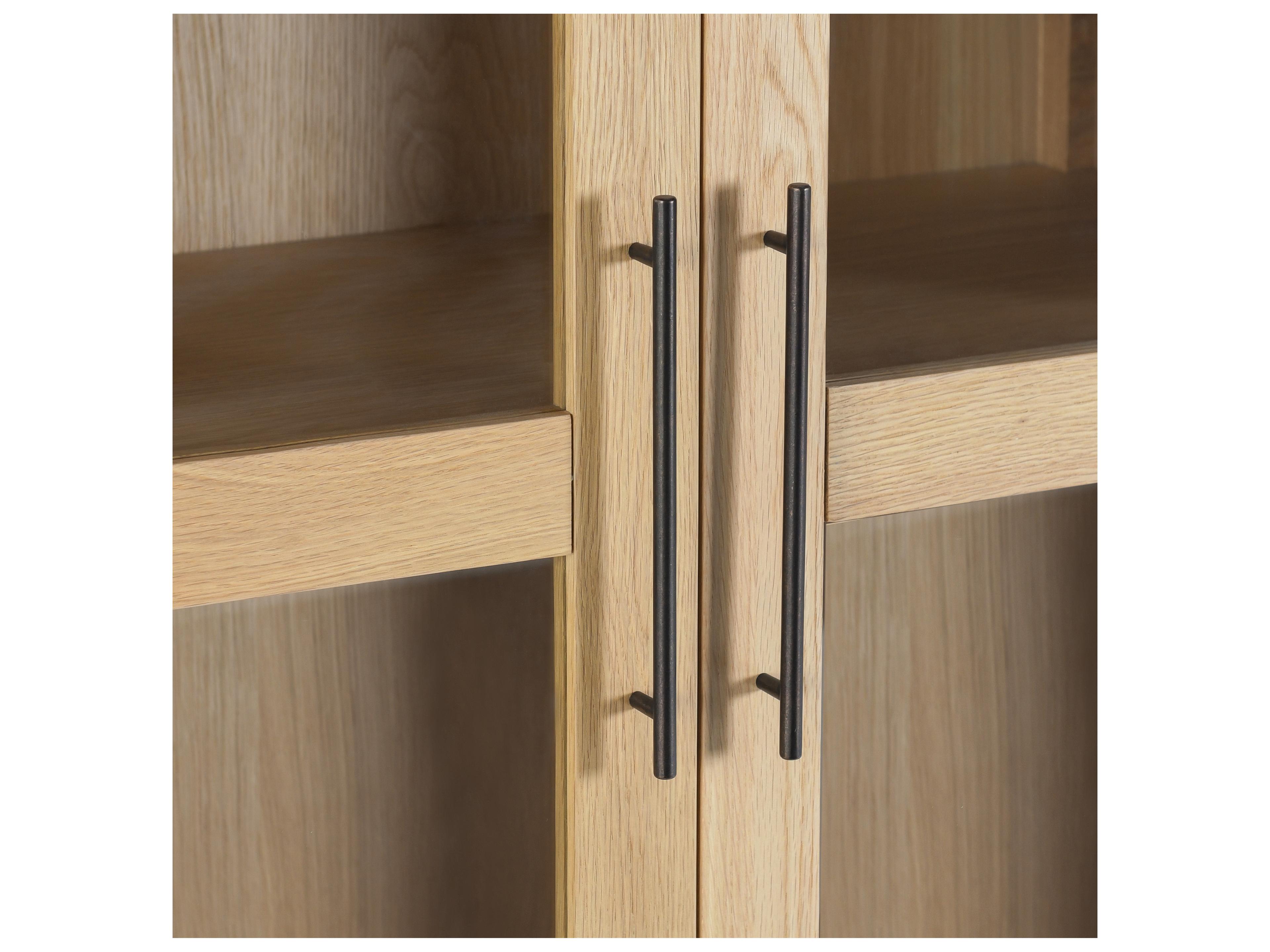 Classic Home Beechgrove Oak Wood Natural Brown Display Cabinet