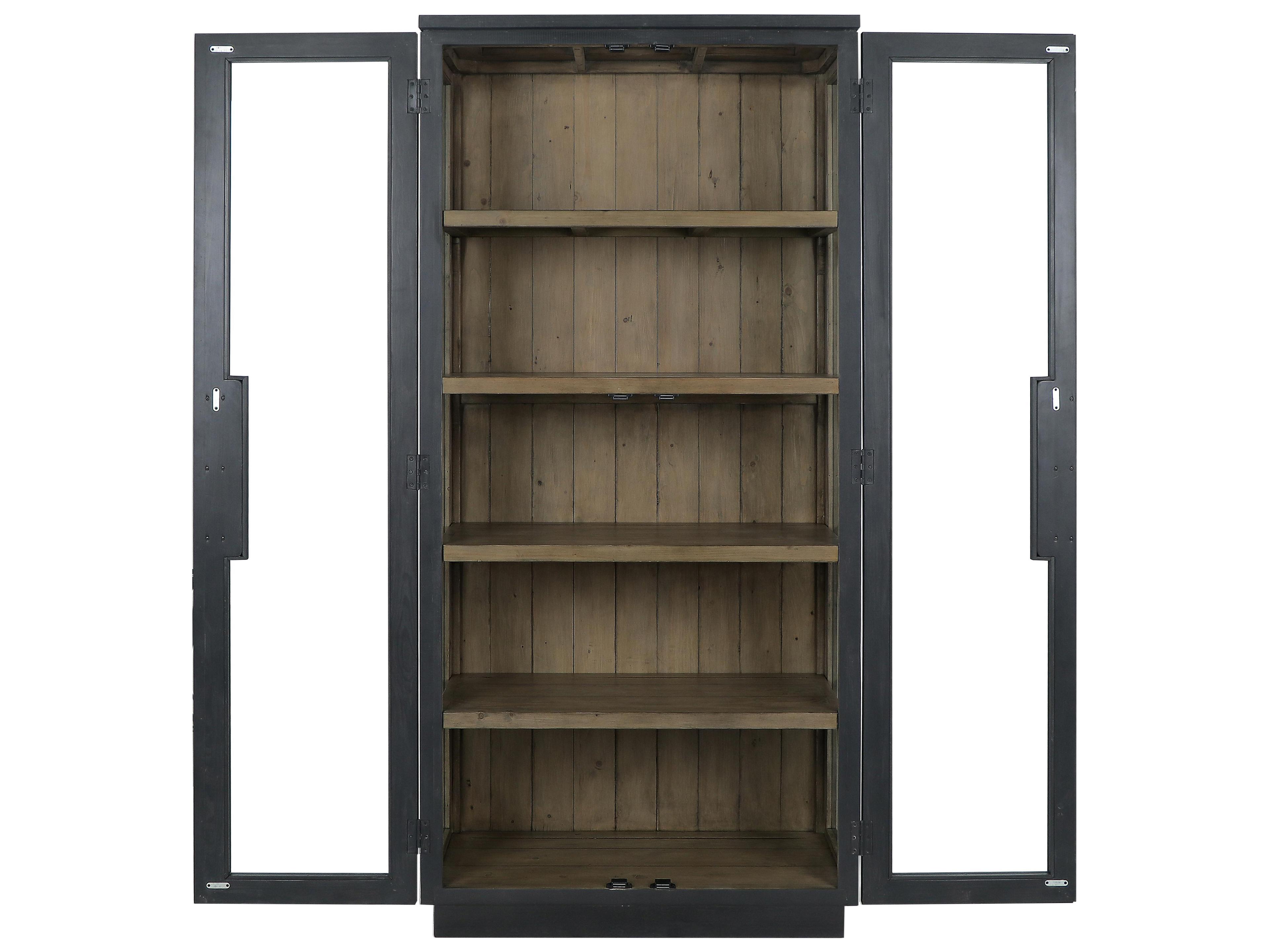 Classic Home Larson Pine Wood Black Display Cabinet