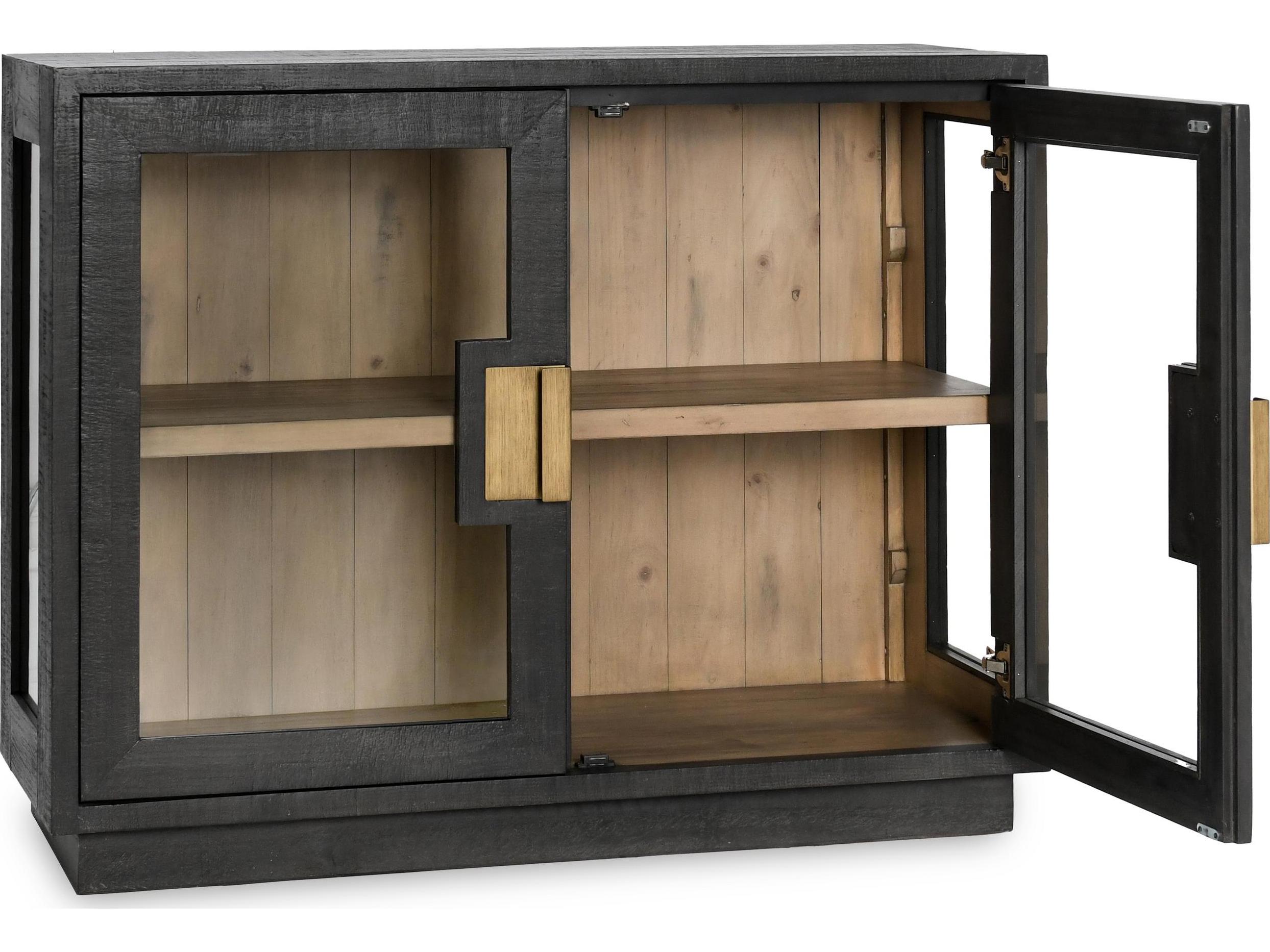 Classic Home Larson Oak Wood Black Display Cabinet