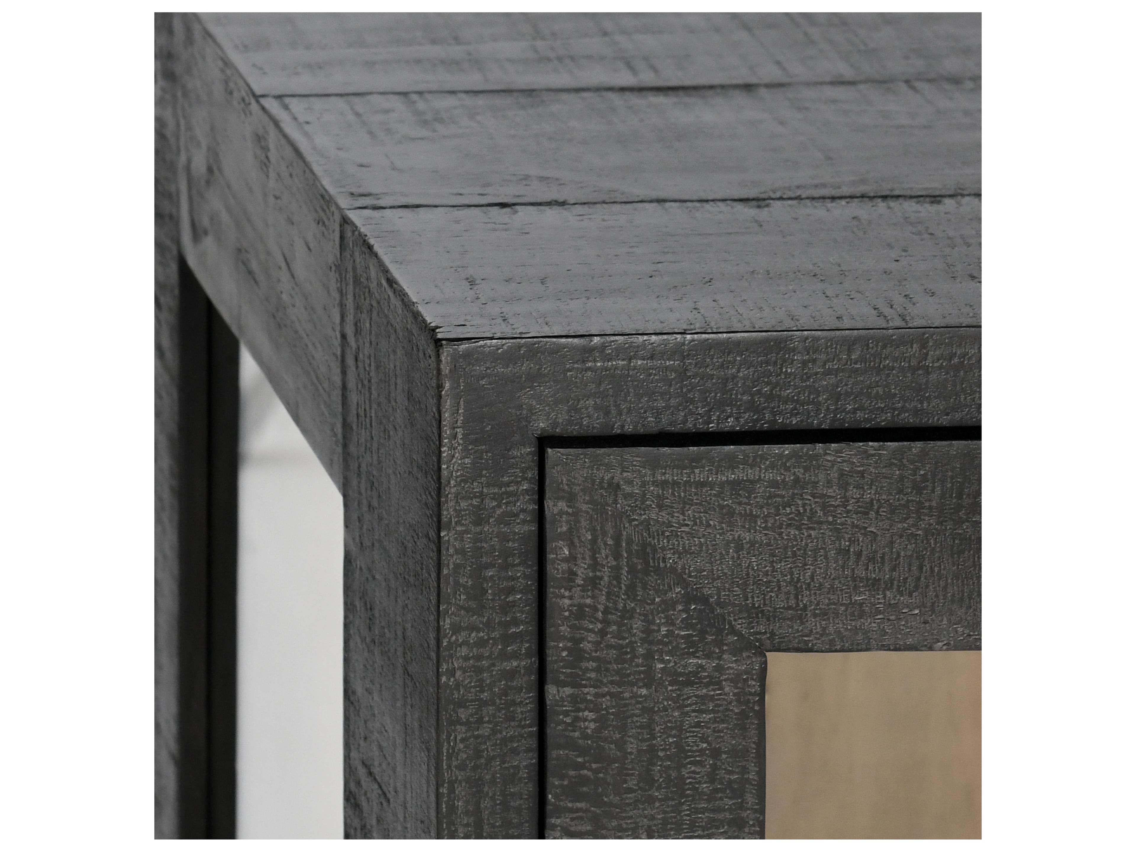 Classic Home Larson Oak Wood Black Display Cabinet