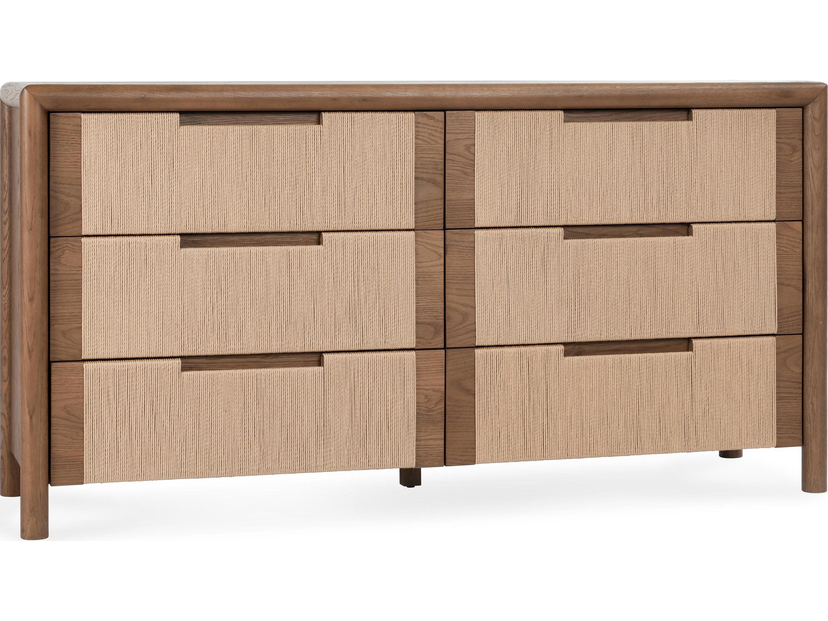 Classic Home Corda 6-Drawers Natural Oak Wood Double Dresser