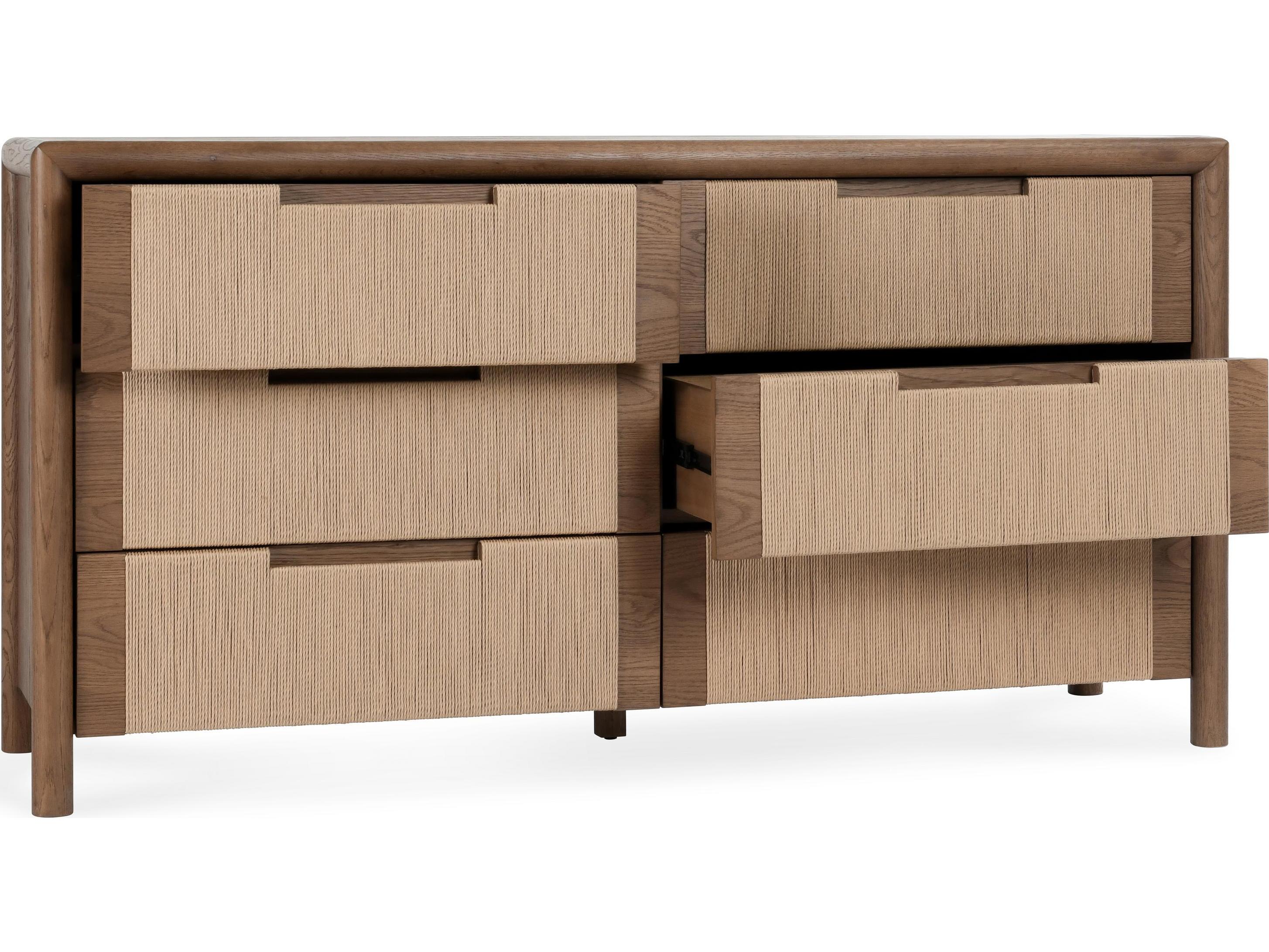 Classic Home Corda 6-Drawers Natural Oak Wood Double Dresser