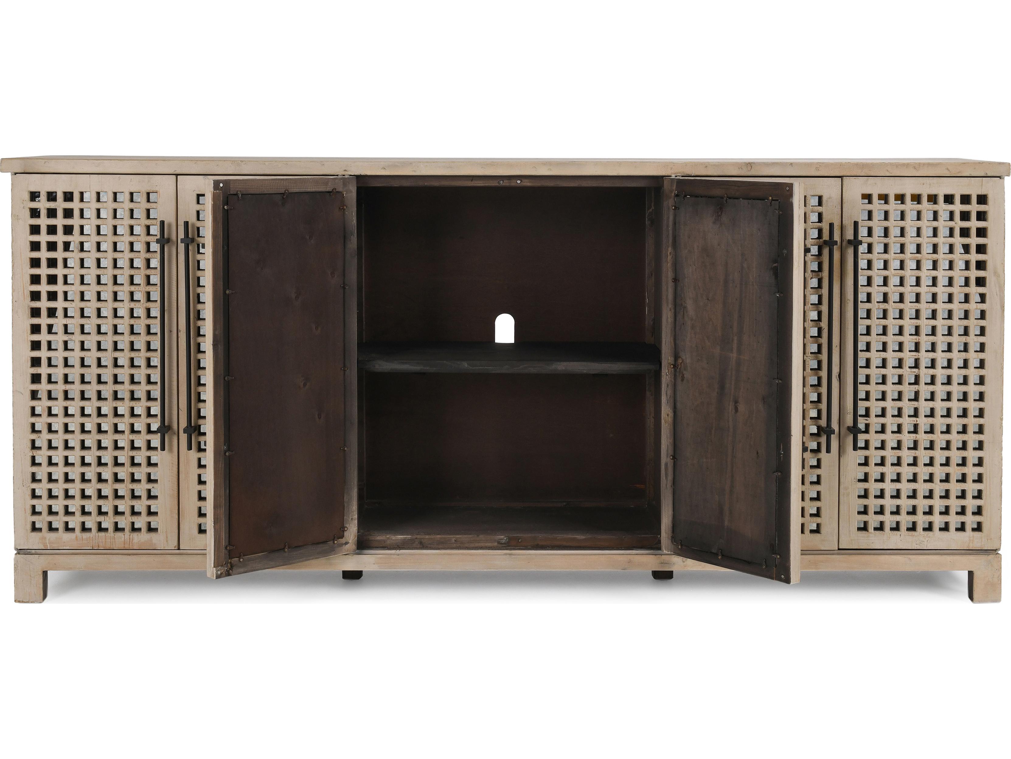 Classic Home Landon 96" Pine Wood Antique White Sideboard