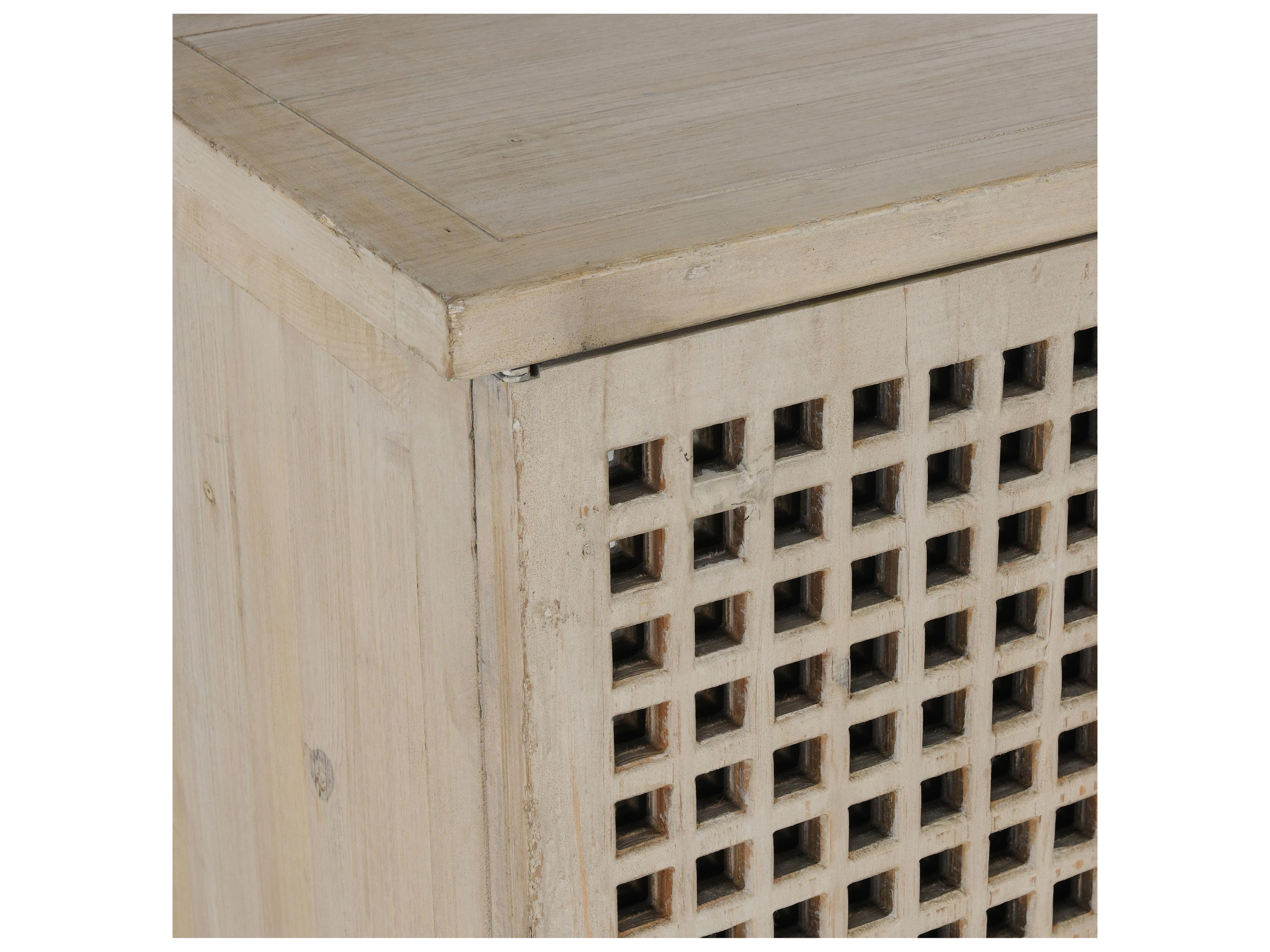 Classic Home Landon 96" Pine Wood Antique White Sideboard