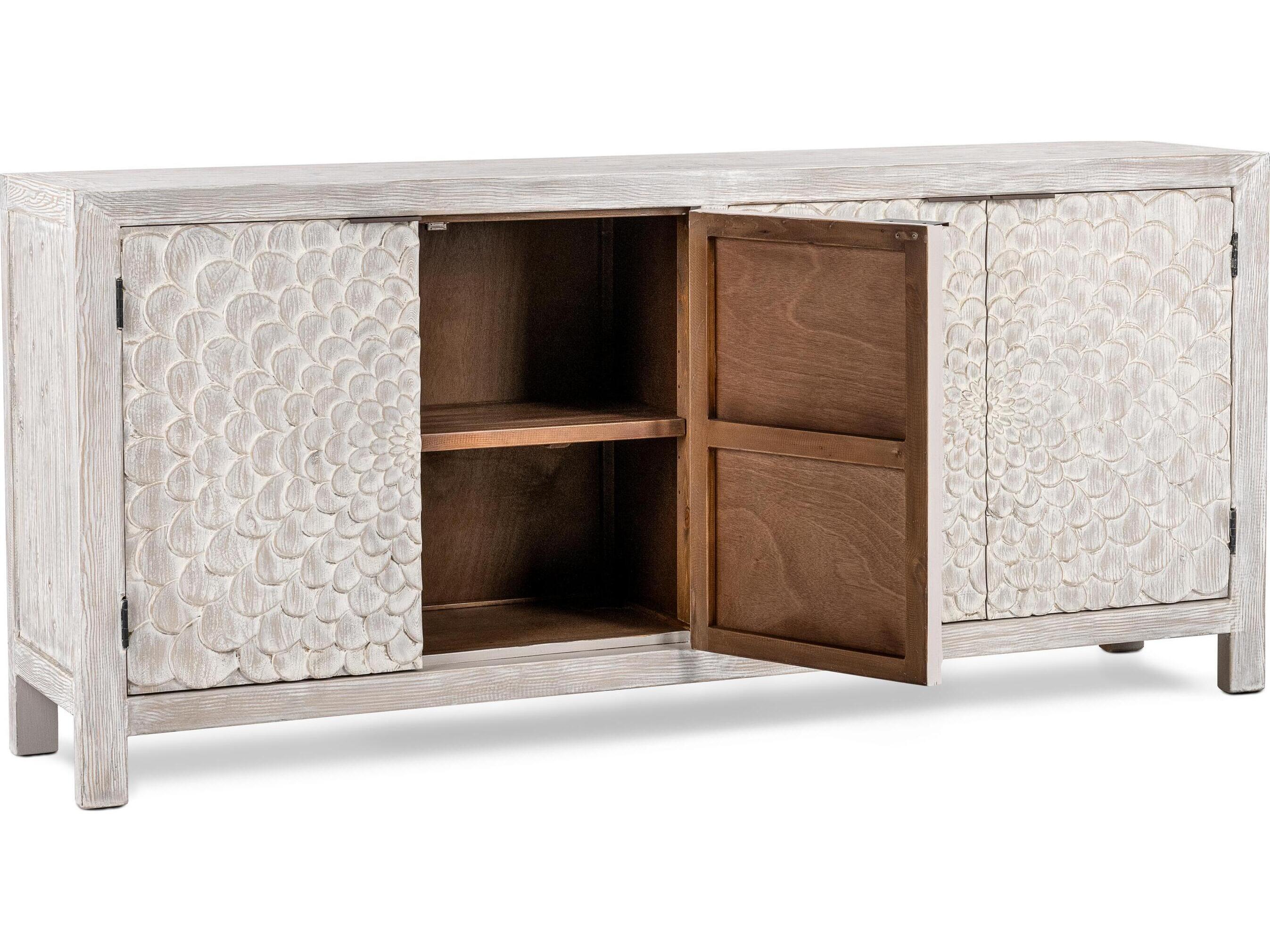 Classic Home Astrid 86" Pine Wood Cream Sideboard