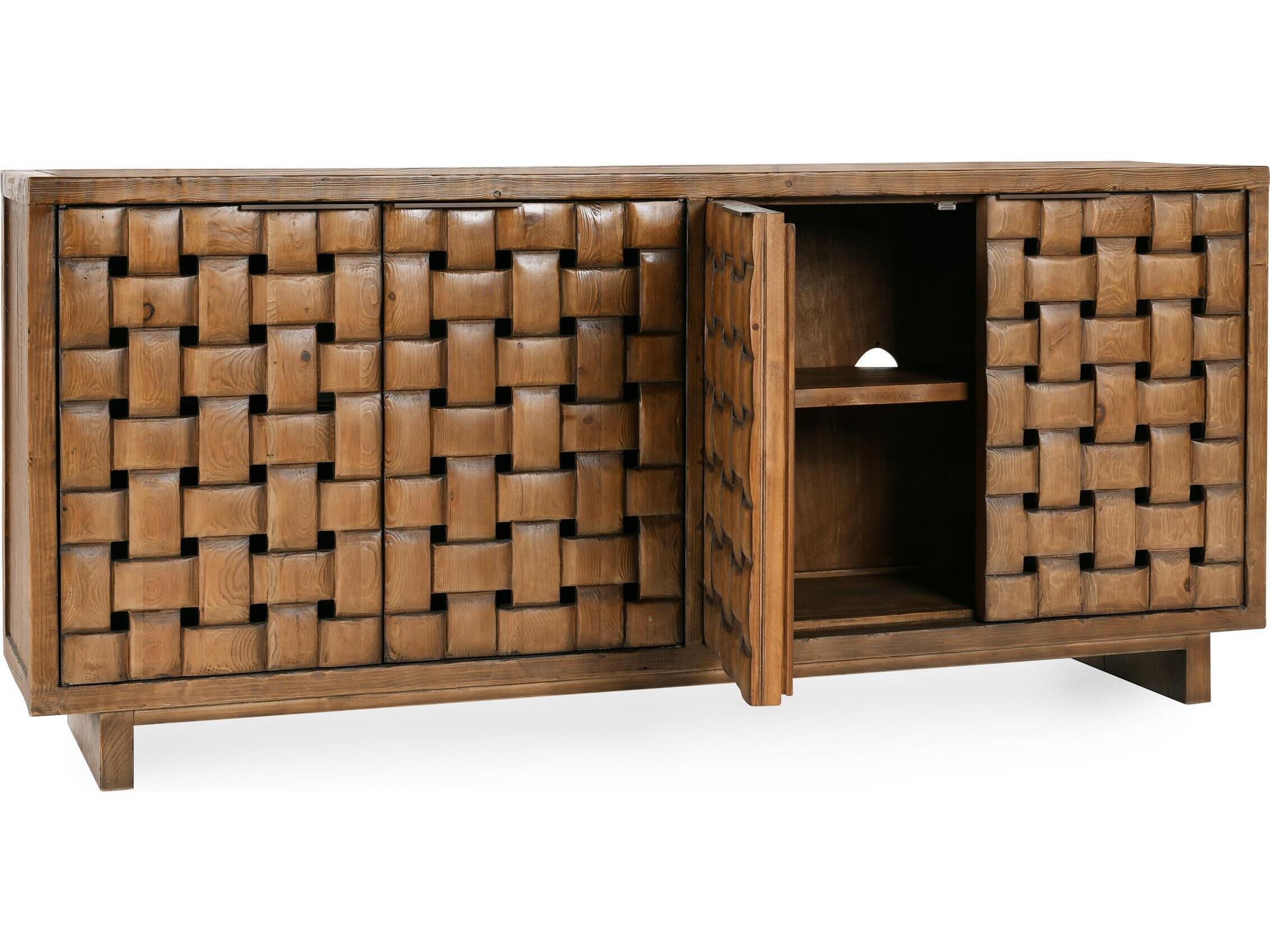 Classic Home Bast 81" Pine Wood Brown Sideboard