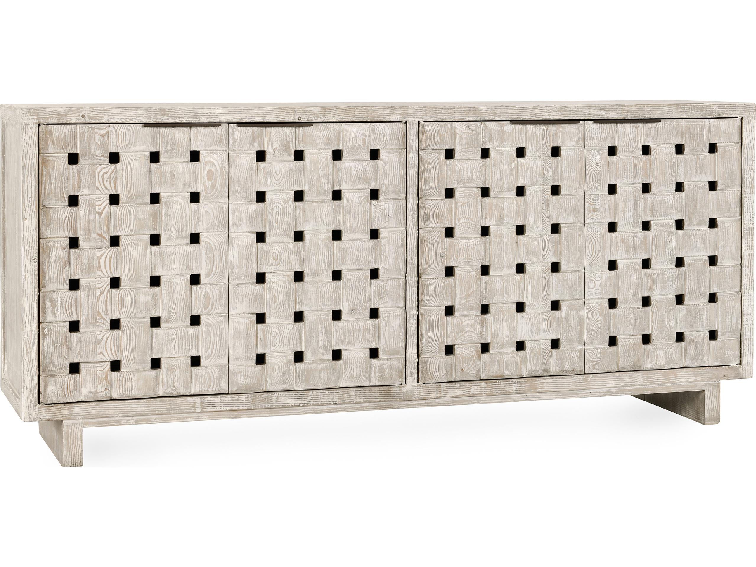 Classic Home Bast 81" Pine Wood Cream Sideboard