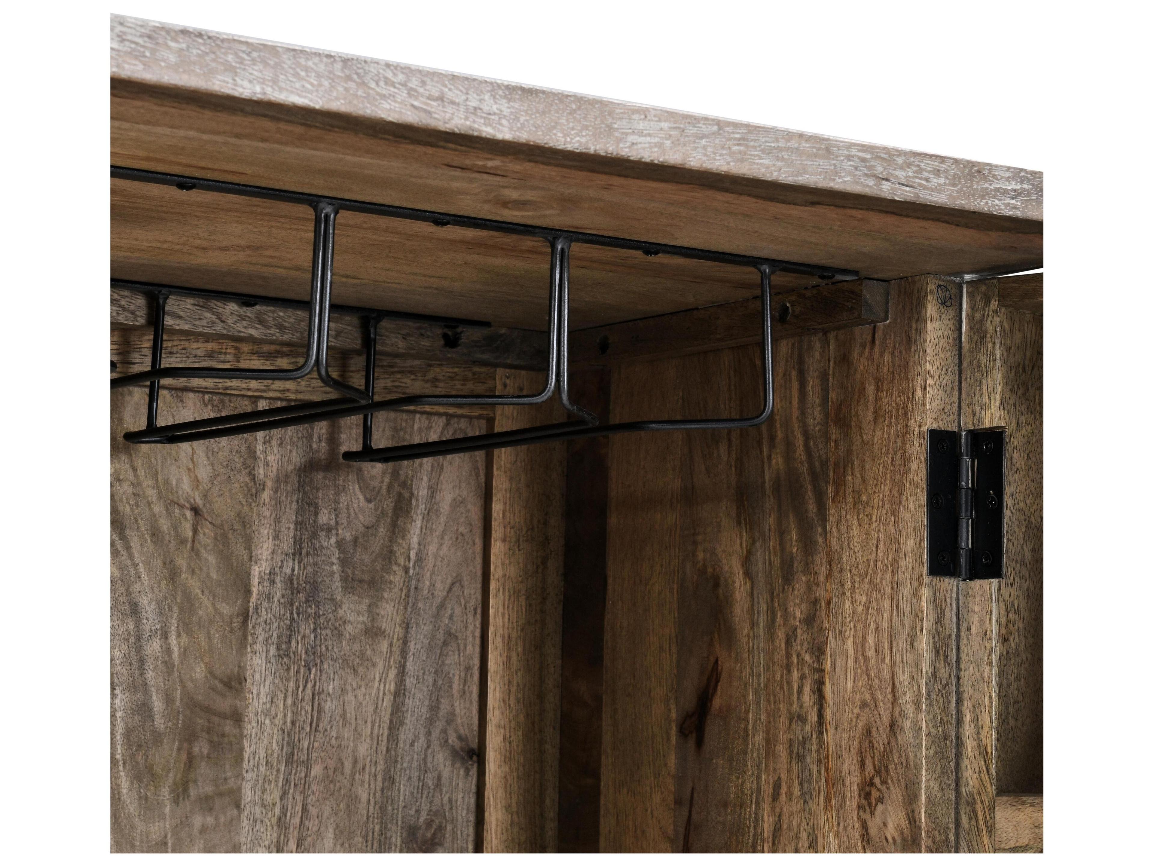 Classic Home Vivienne Mango Wood Antique Grey Bar Cabinet