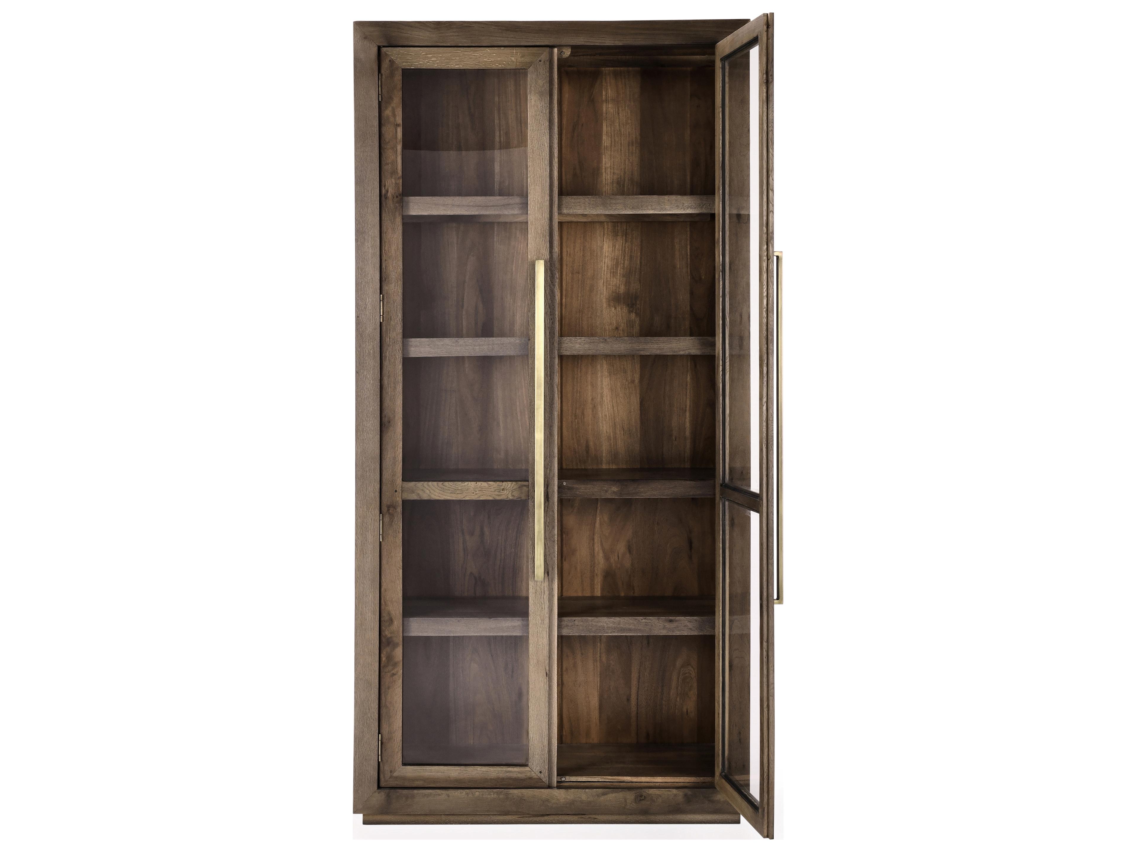 Classic Home Bradley Oak Wood Brown Display Cabinet