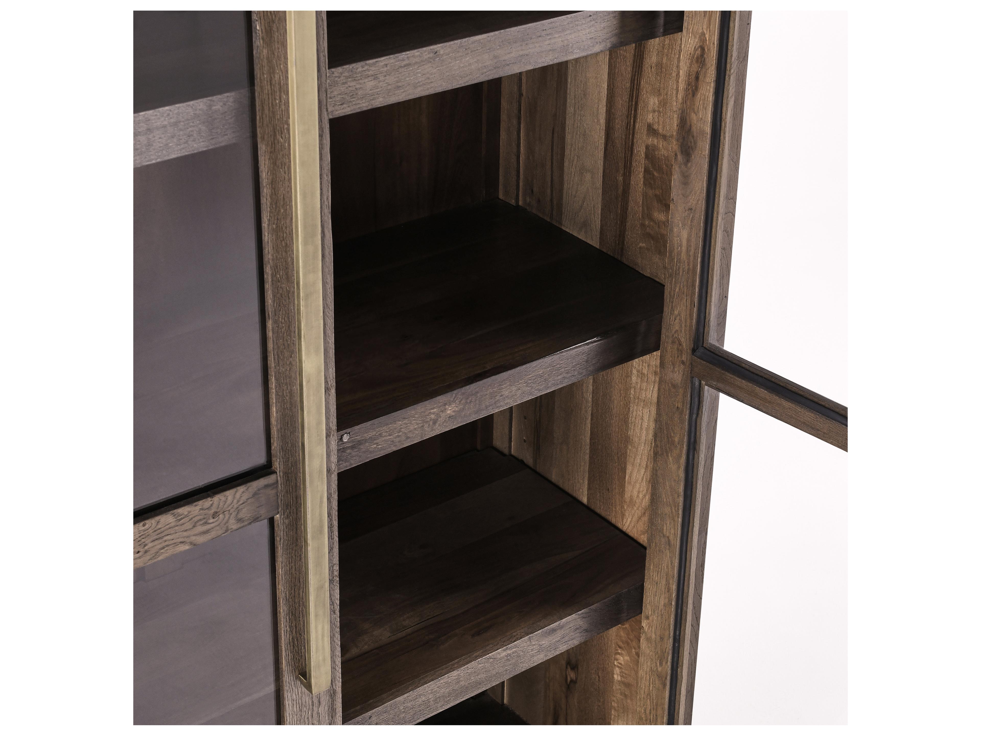 Classic Home Bradley Oak Wood Brown Display Cabinet