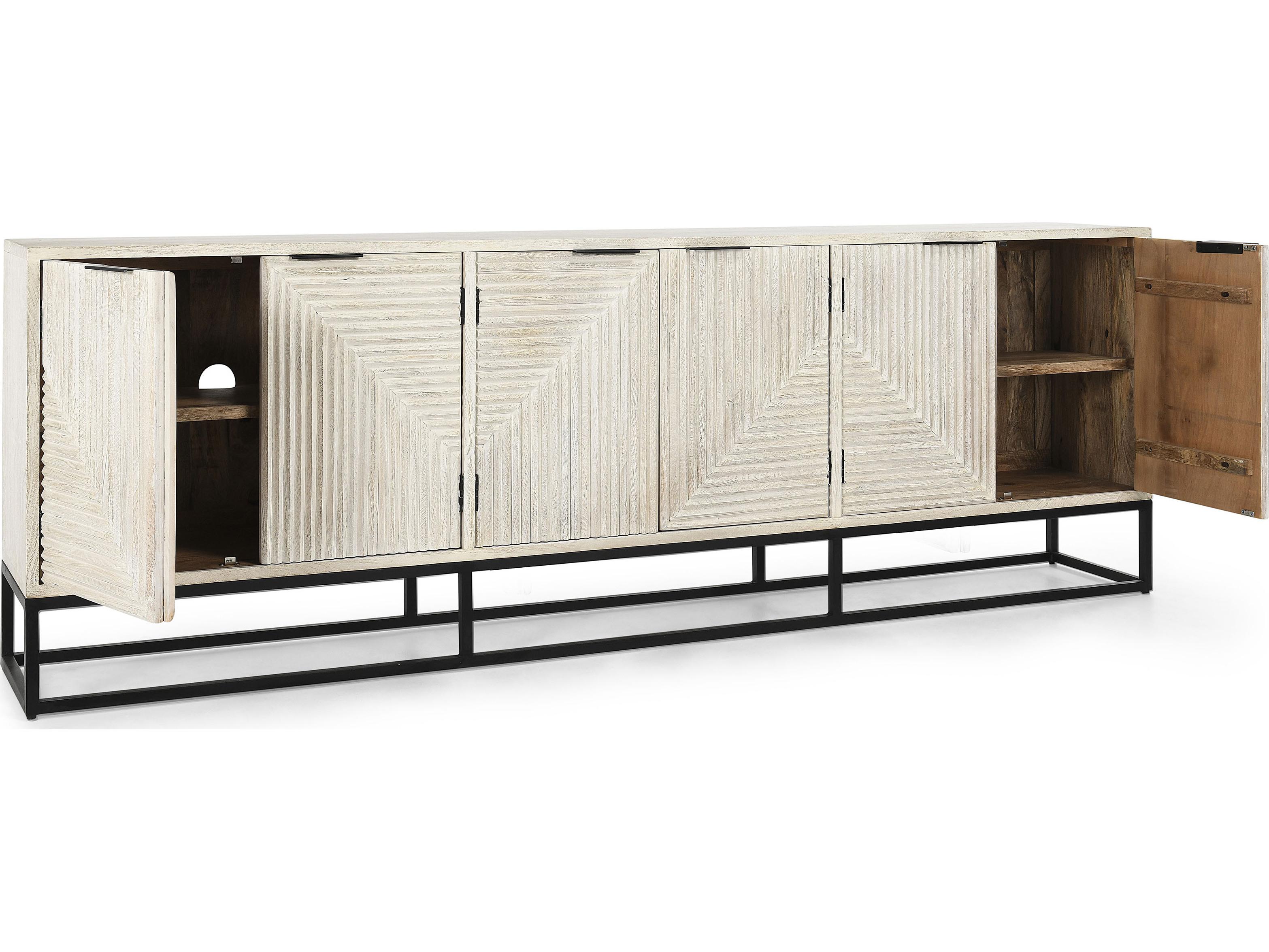 Classic Home Flint 108" Mango Wood White Sideboard