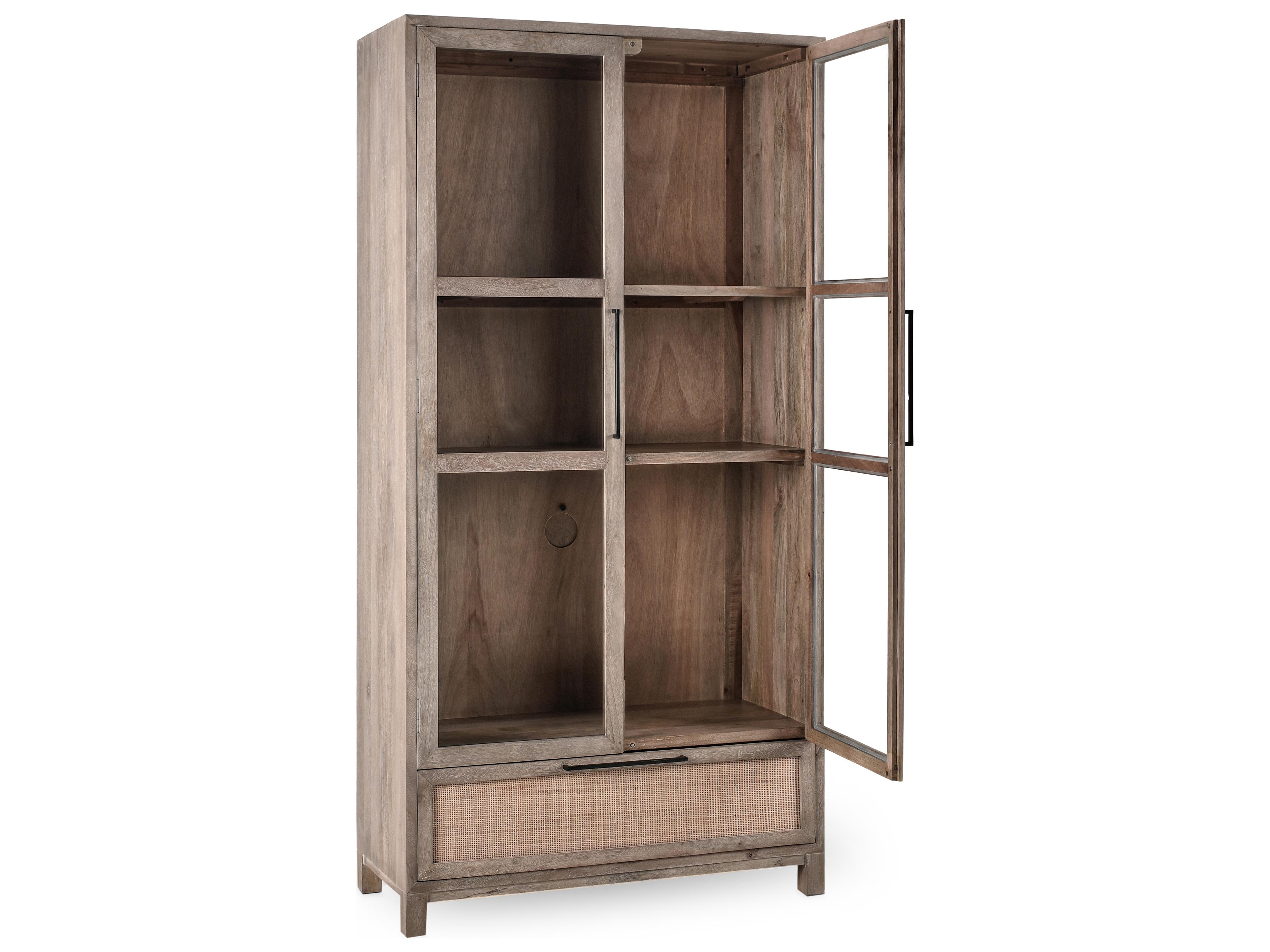 Classic Home Jensen Mango Wood Taupe Display Cabinet