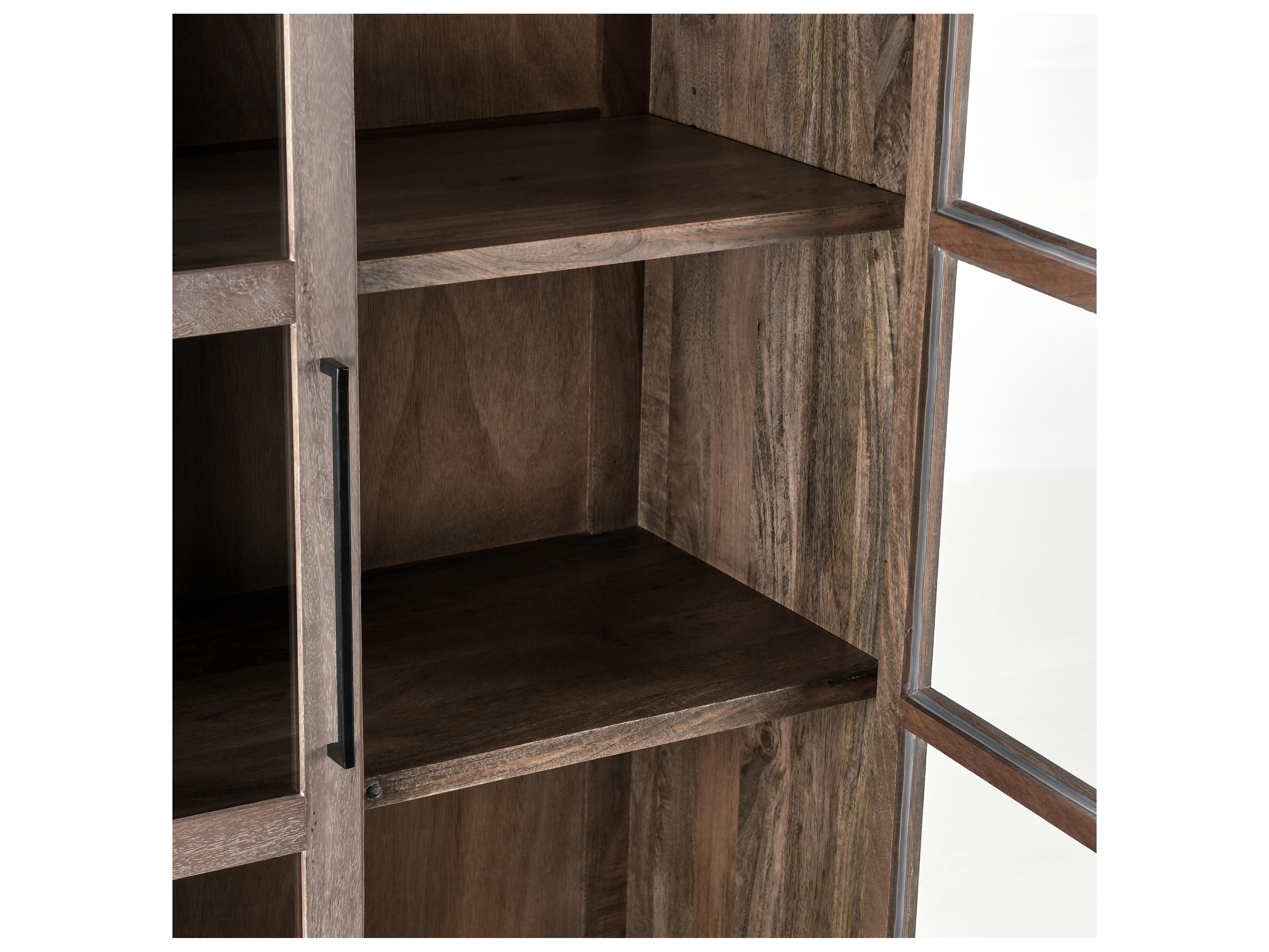 Classic Home Jensen Mango Wood Taupe Display Cabinet