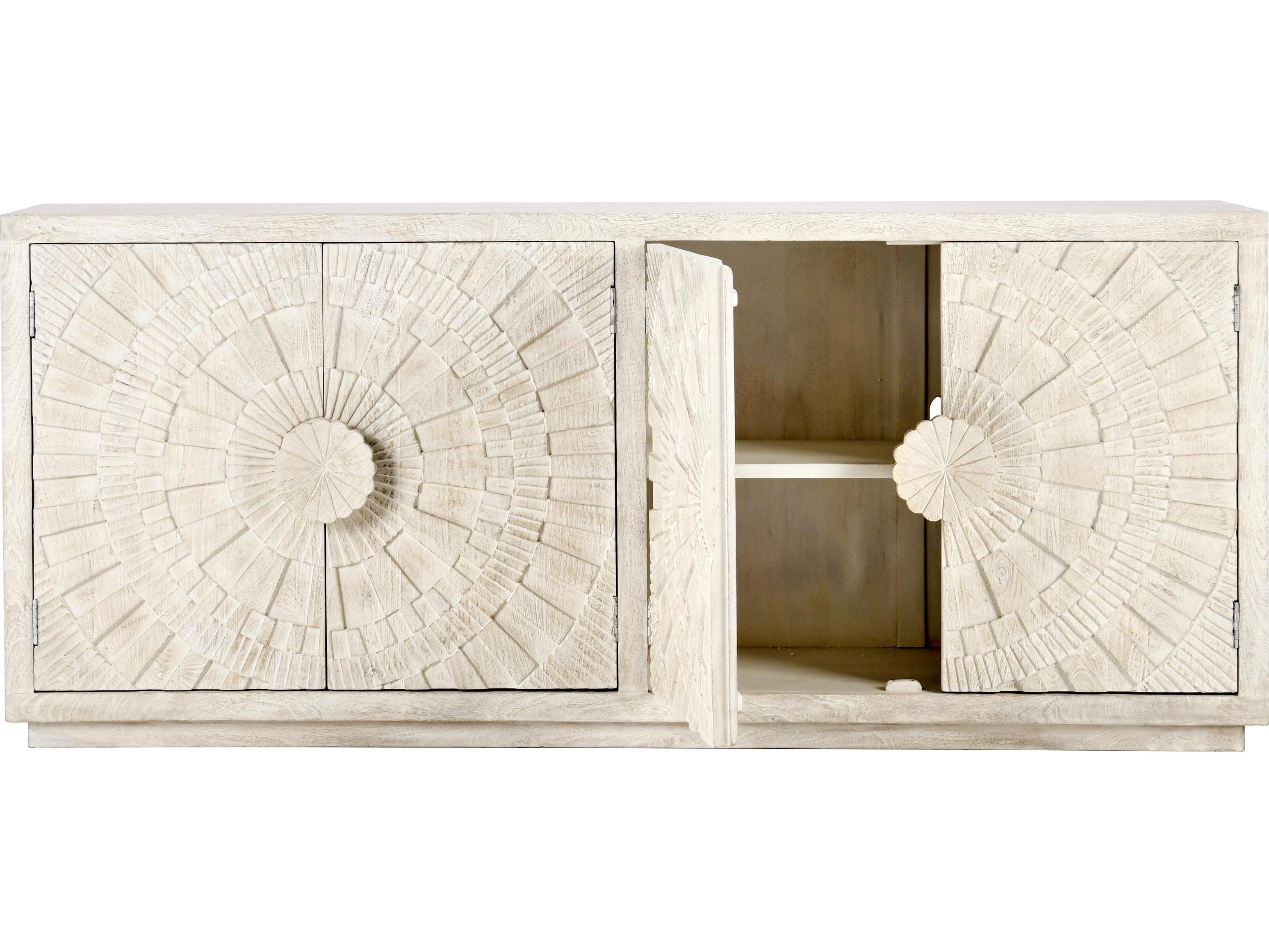 Classic Home Apollo 84" Mango Wood White Wash Sideboard