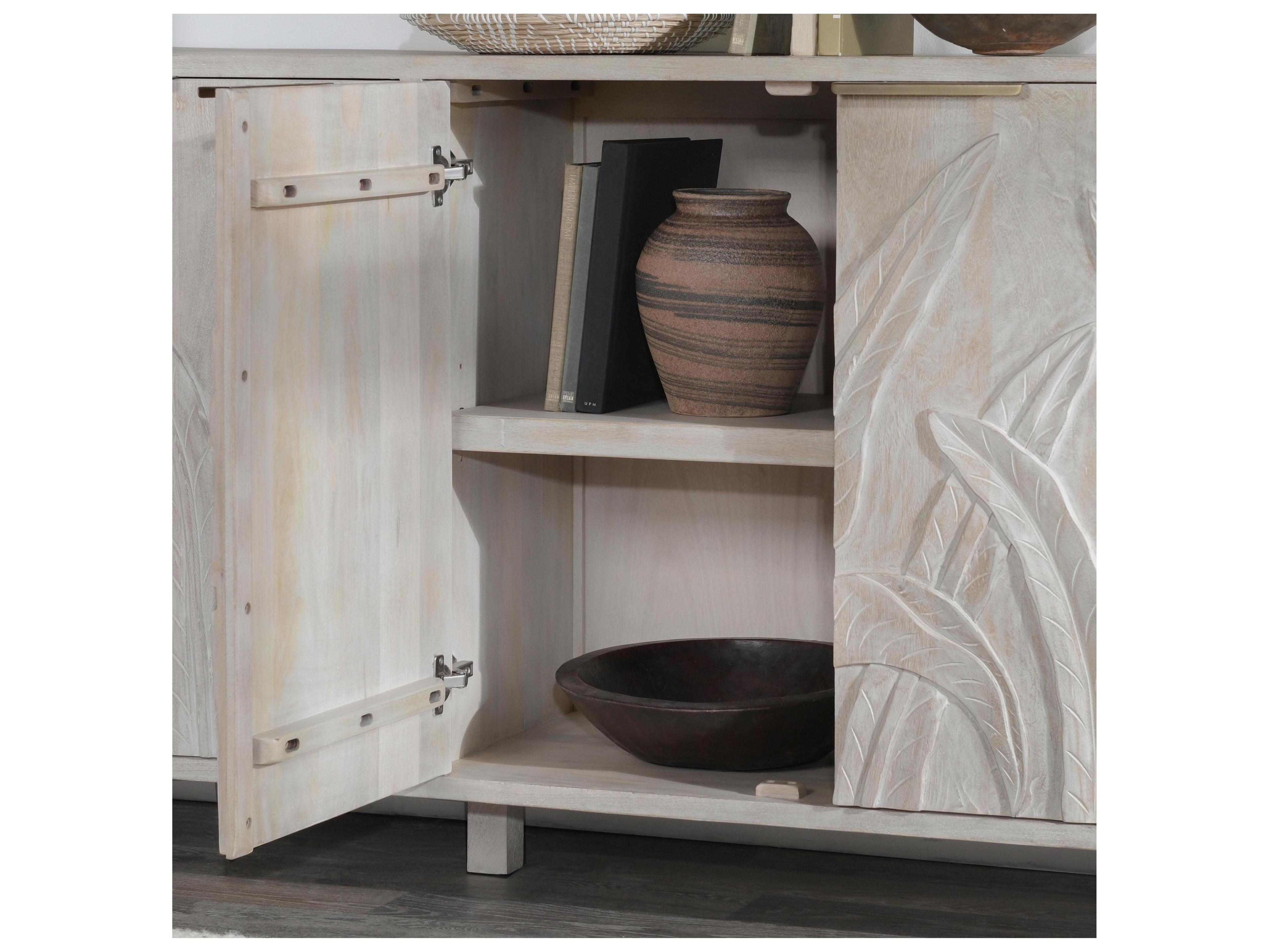 Classic Home Ledro 82" Mango Wood White Wash Sideboard