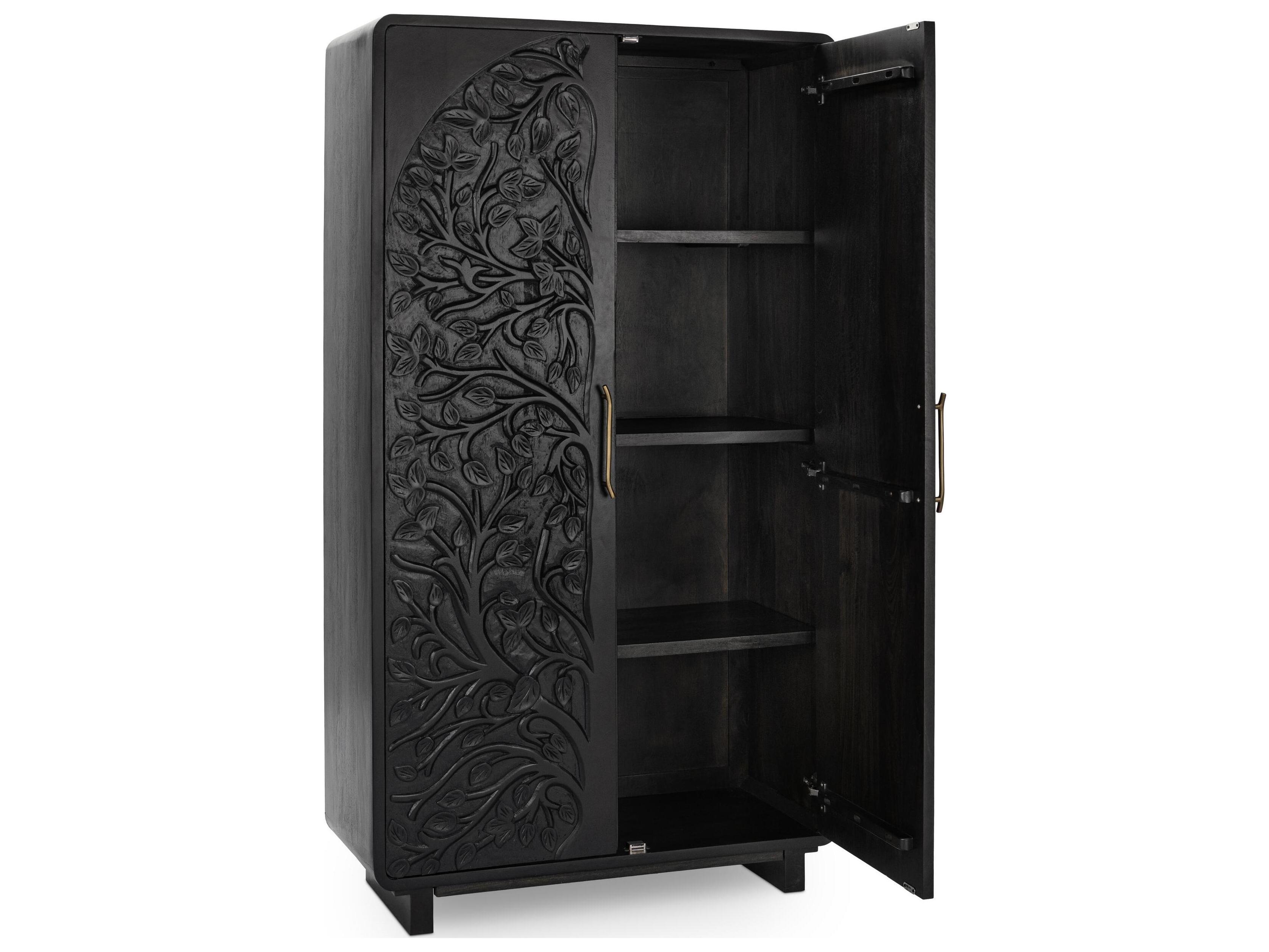 Classic Home Albero Mango Wood Black Display Cabinet