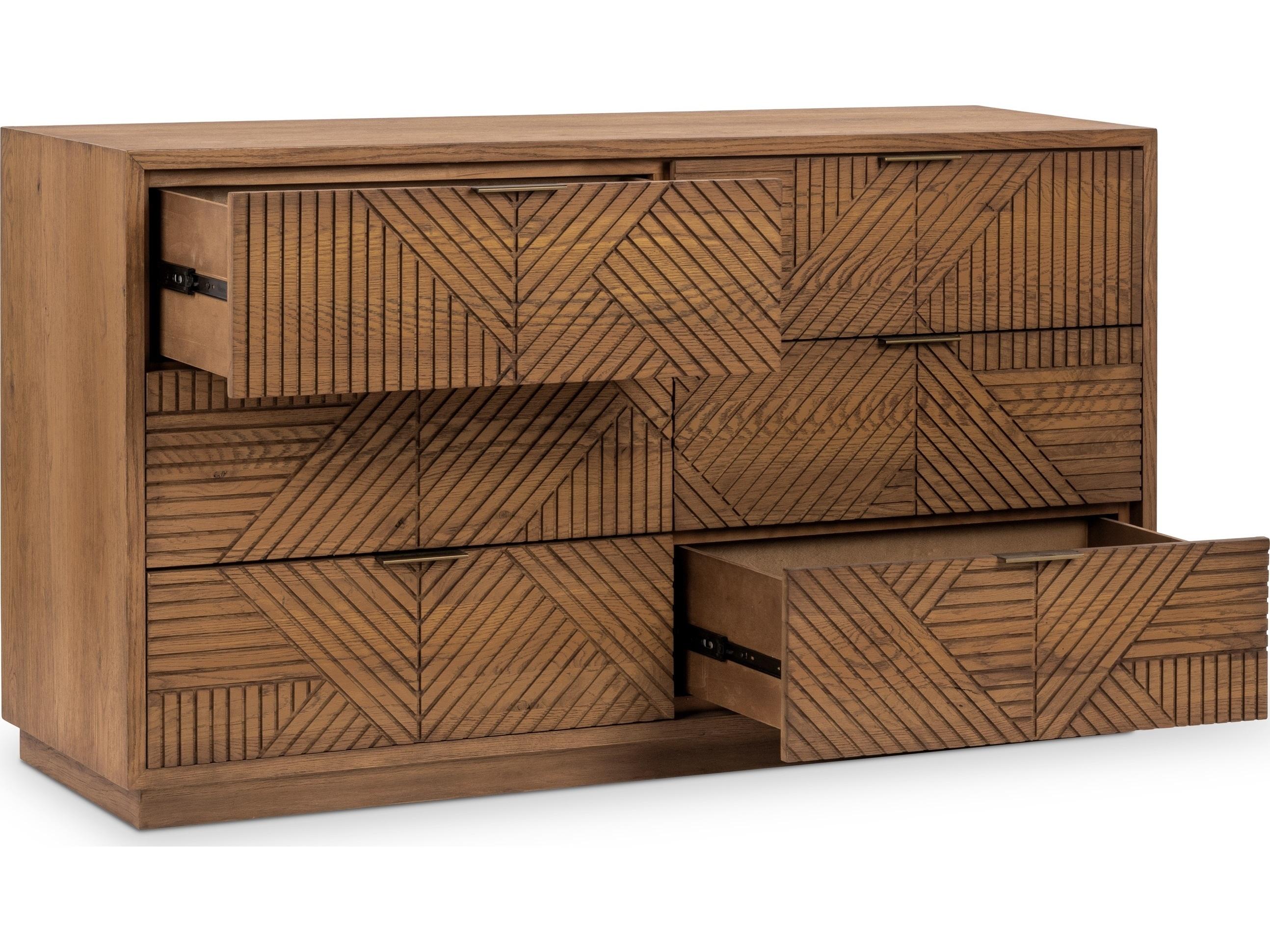 Classic Home Santa Clara 6-Drawers Brown Oak Wood Double Dresser