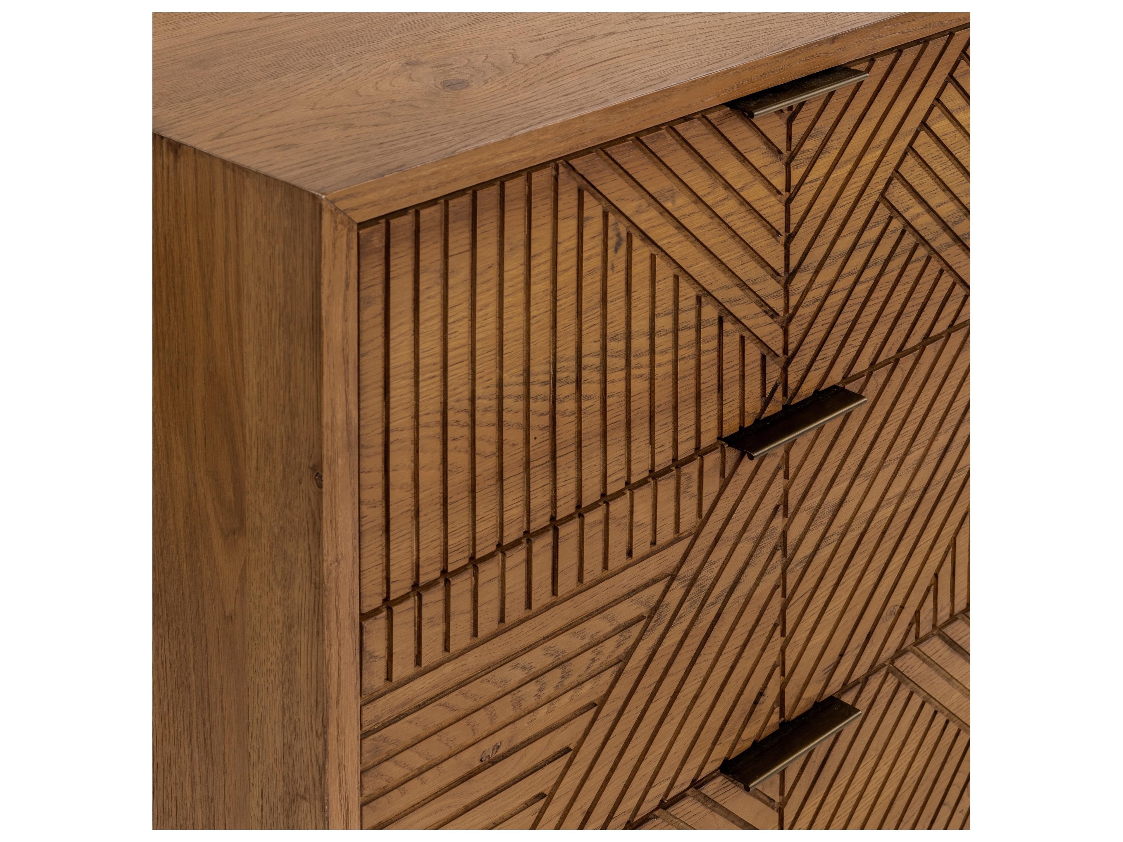 Classic Home Santa Clara 6-Drawers Brown Oak Wood Double Dresser