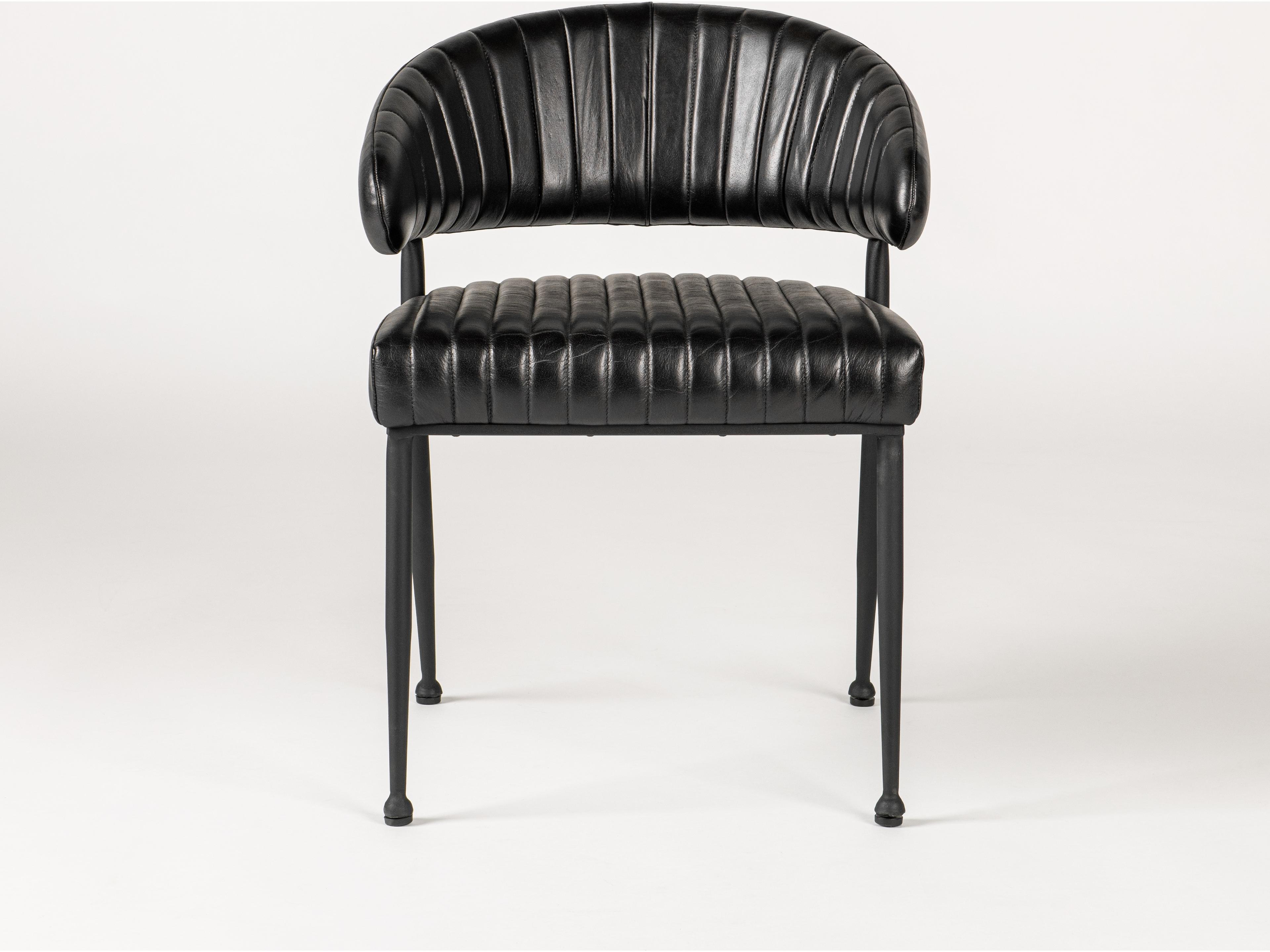 Classic Home Umbria Black Leather Arm Dining Chair