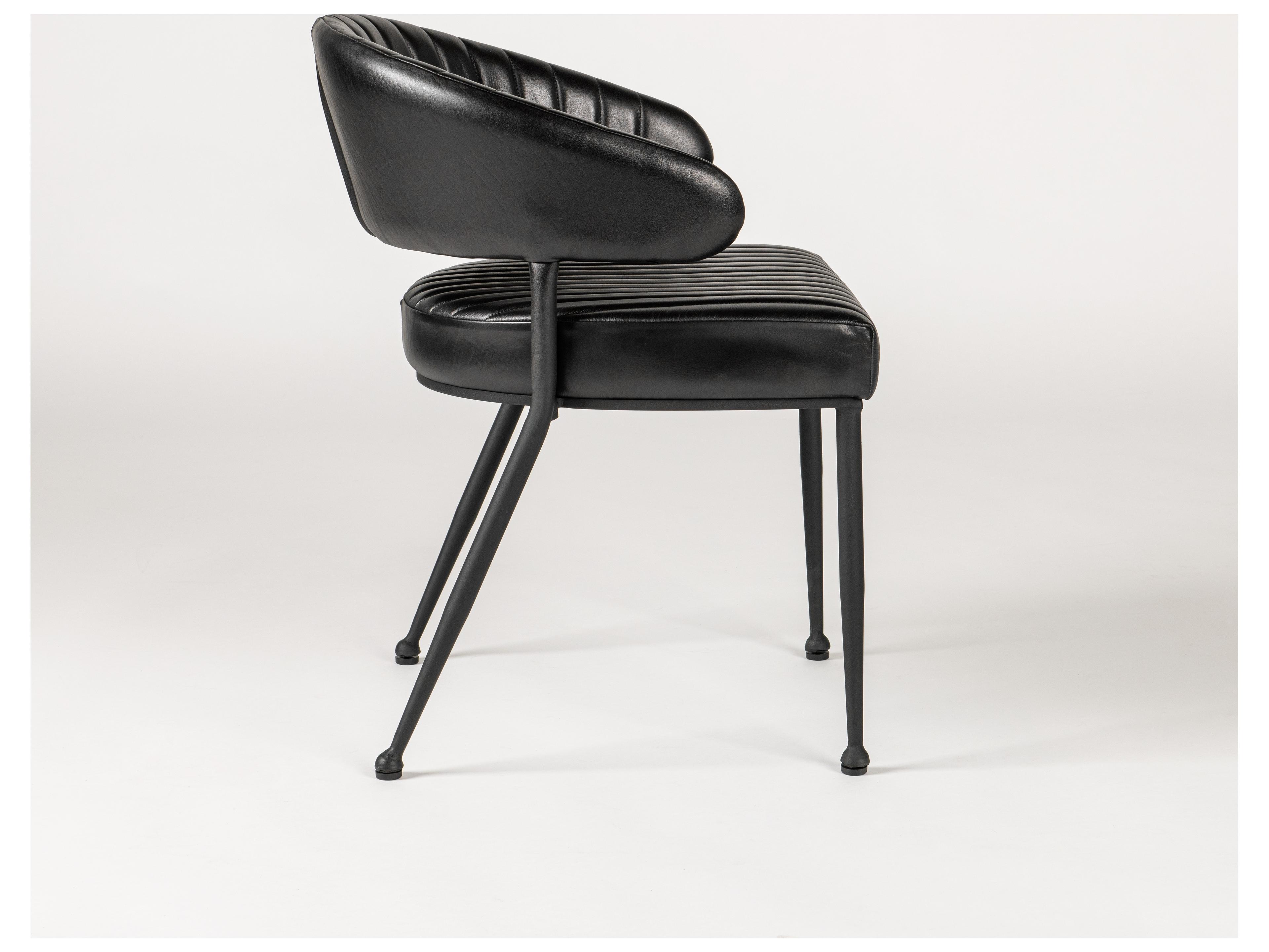 Classic Home Umbria Black Leather Arm Dining Chair