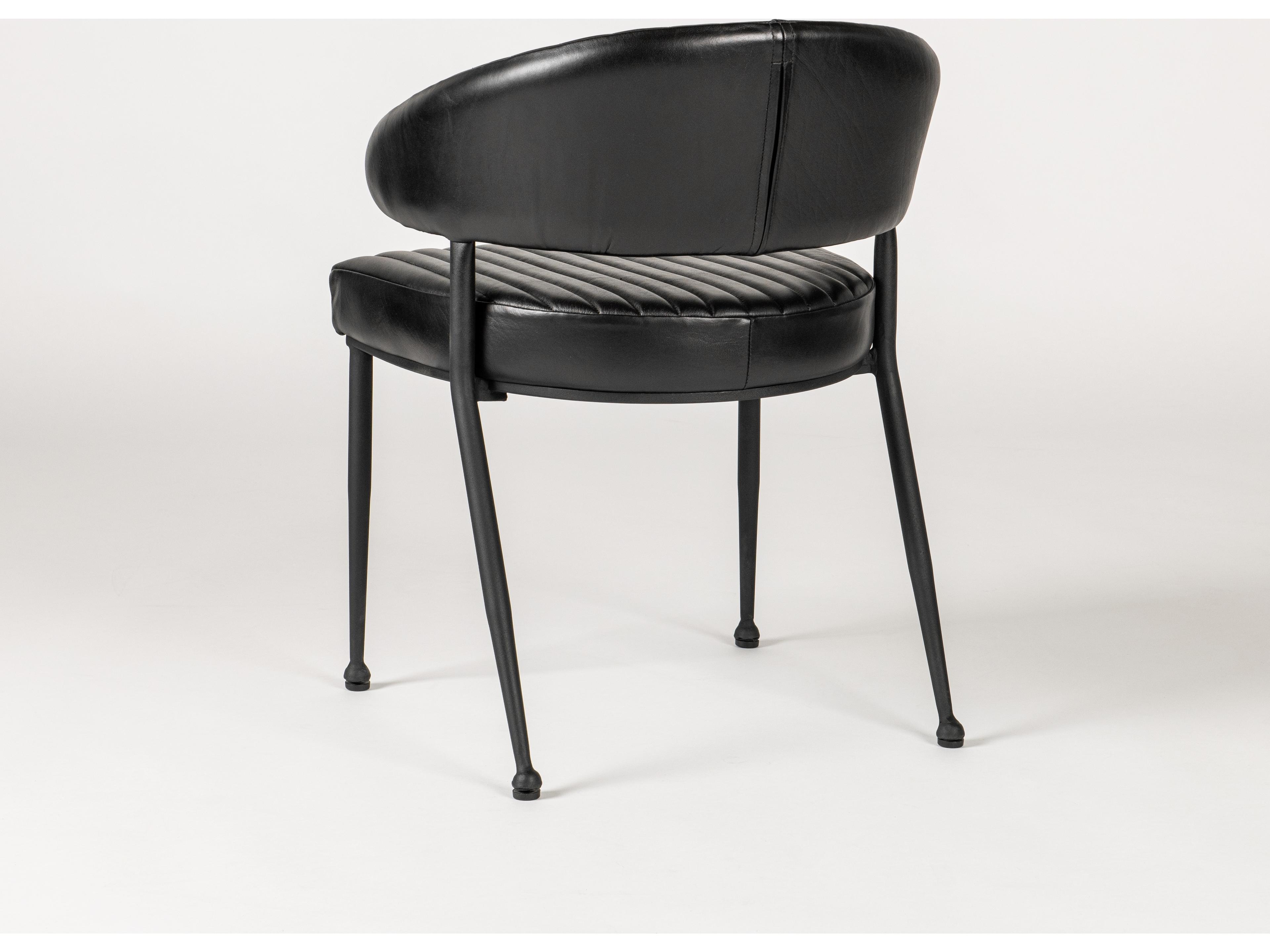 Classic Home Umbria Black Leather Arm Dining Chair