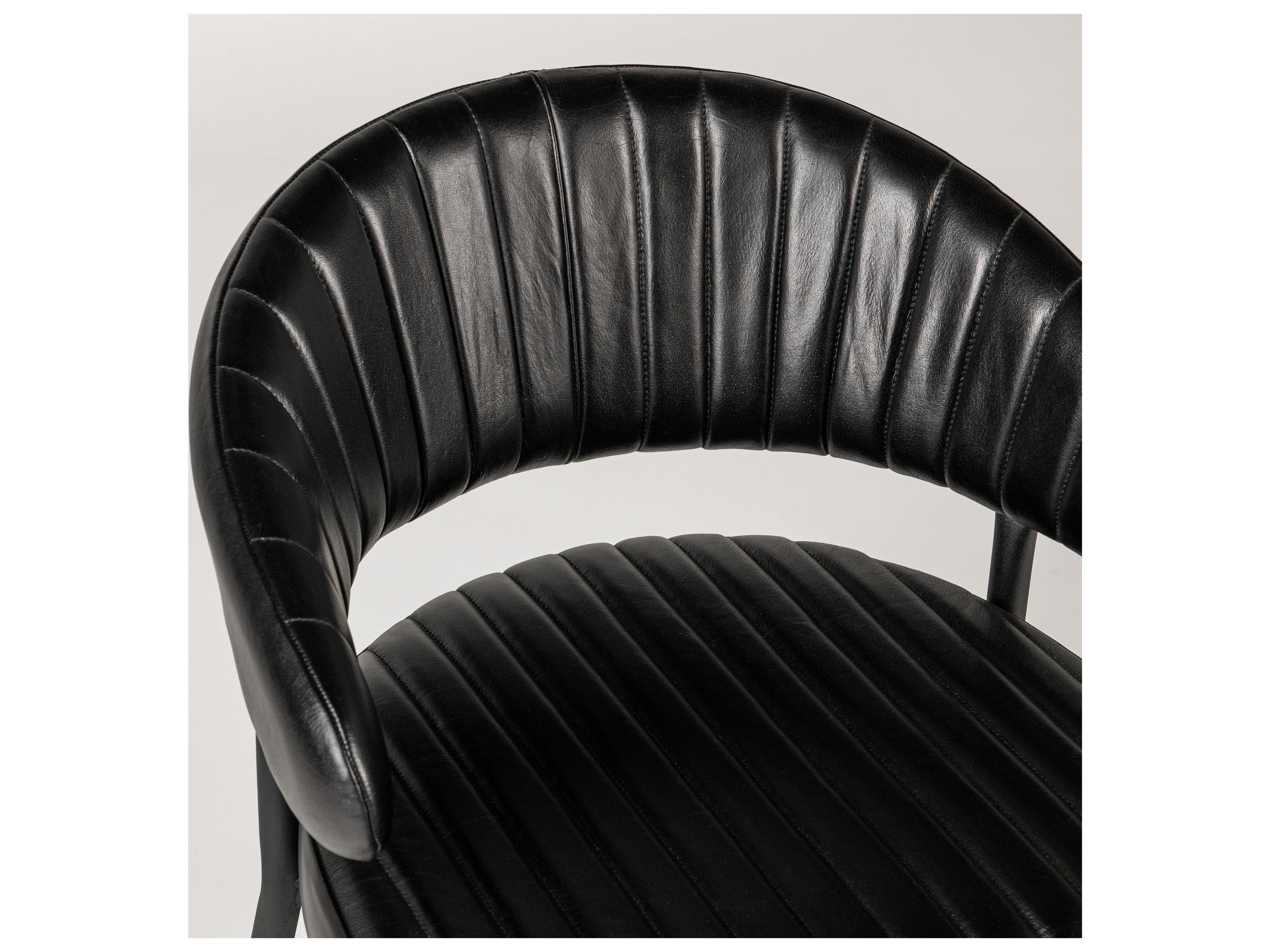 Classic Home Umbria Black Leather Arm Dining Chair