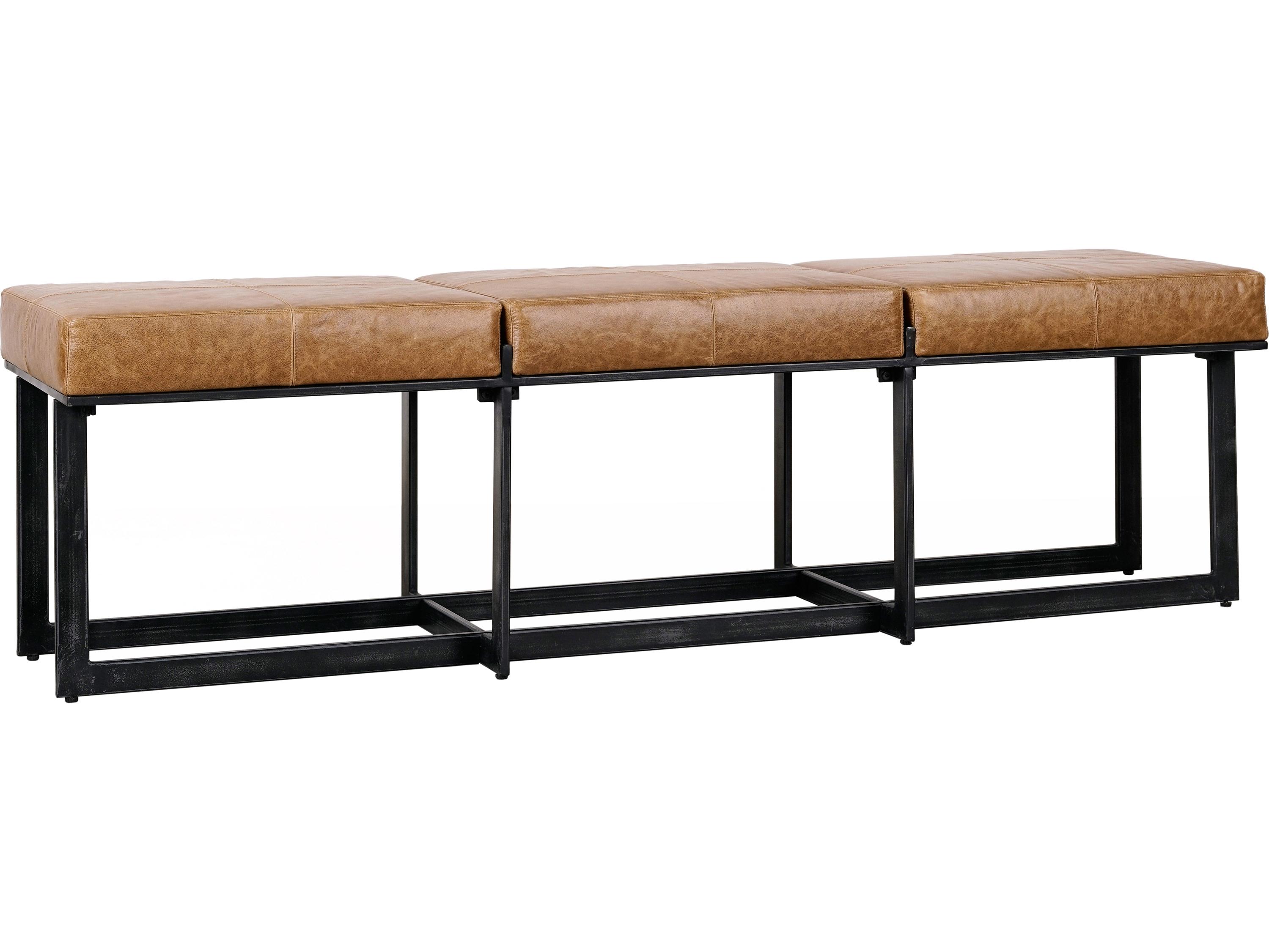 Classic Home Calvin Chestnut Black Leather Accent Bench