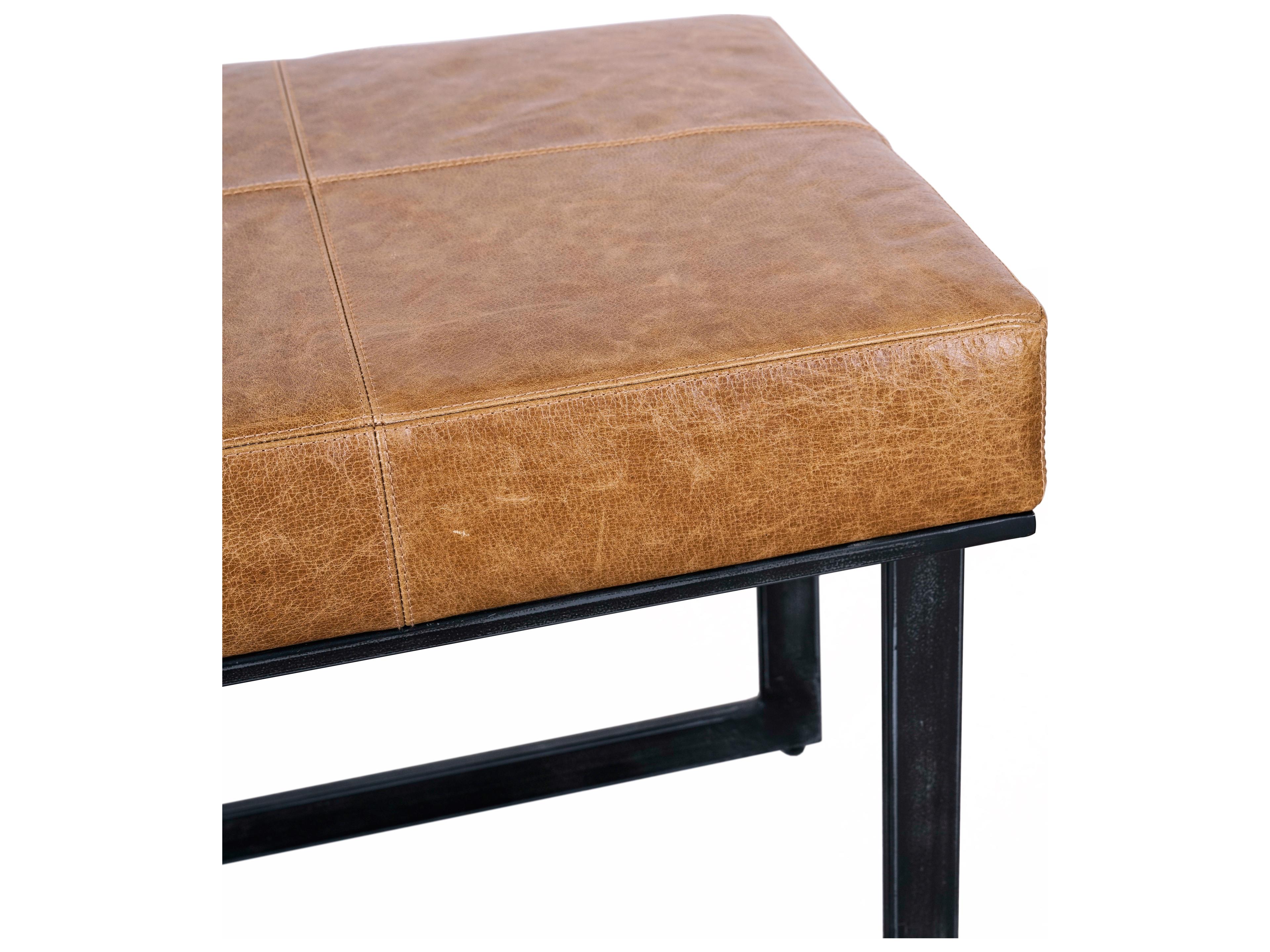 Classic Home Calvin Chestnut Black Leather Accent Bench