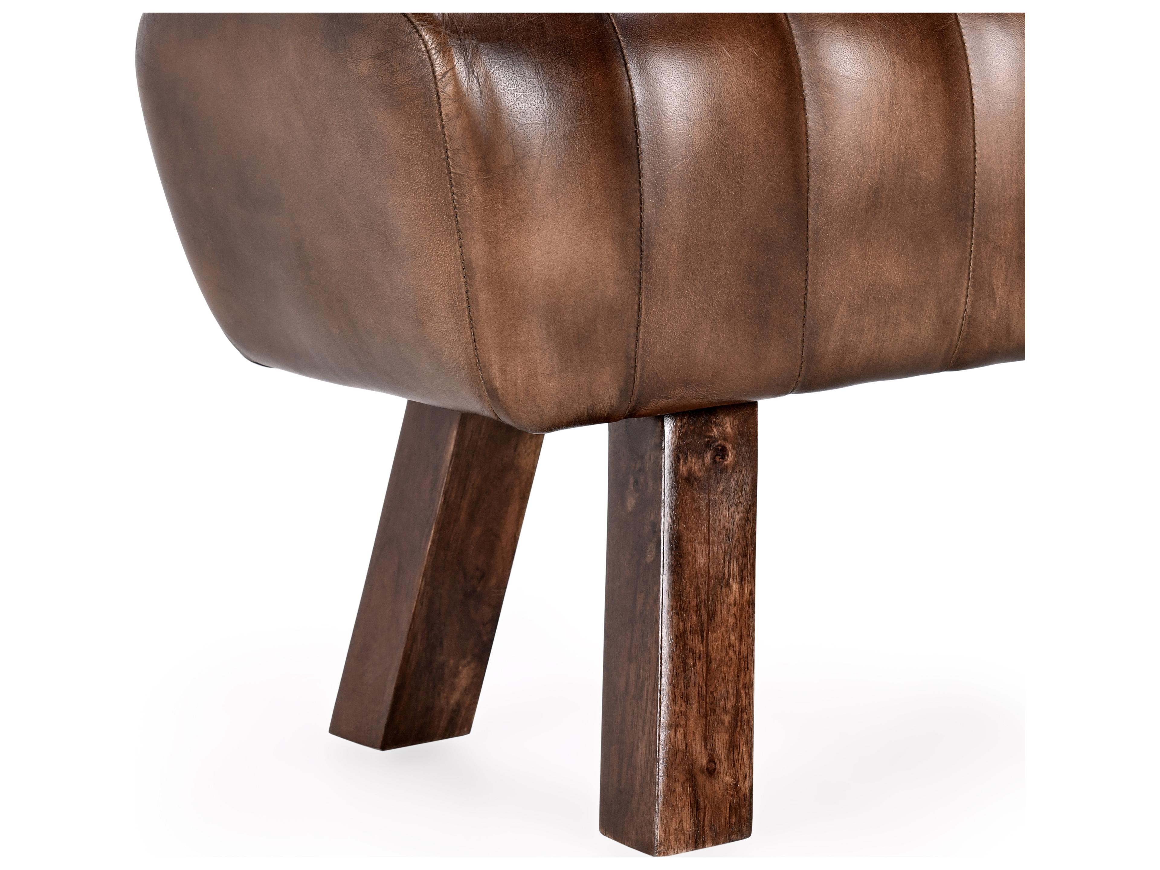 Classic Home Florian Brown Leather Accent Bench