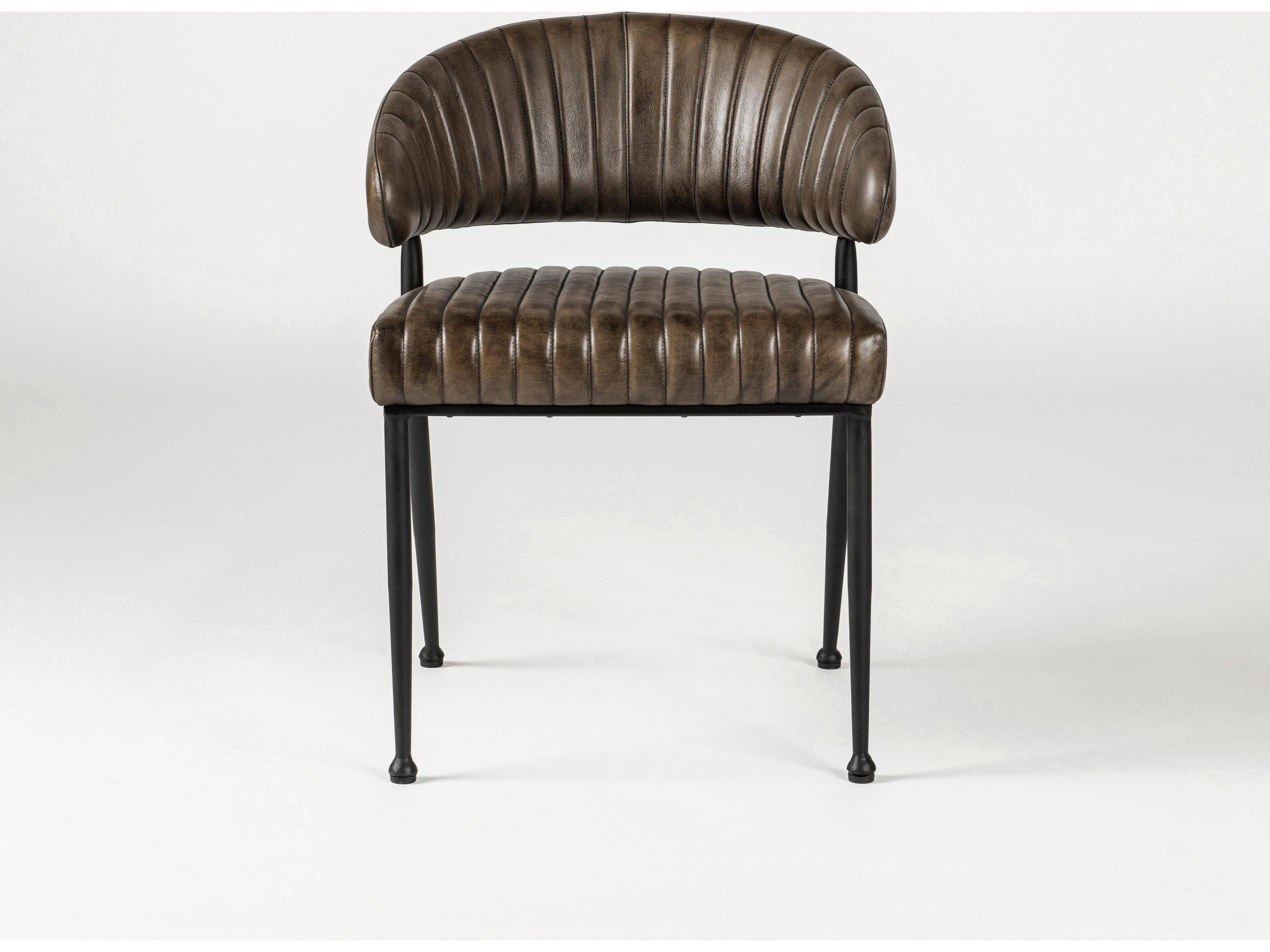 Classic Home Umbria Black Leather Arm Dining Chair