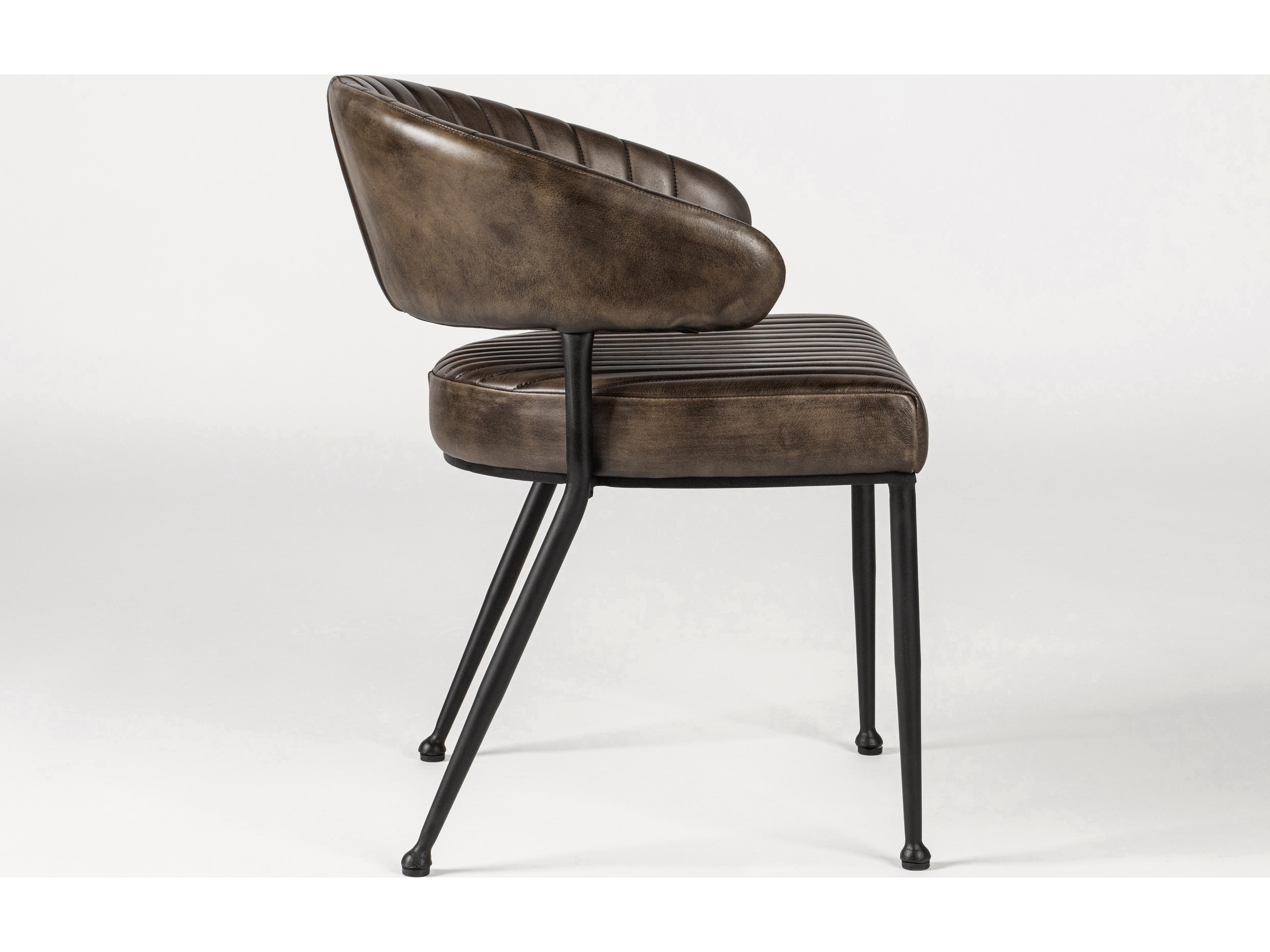 Classic Home Umbria Black Leather Arm Dining Chair