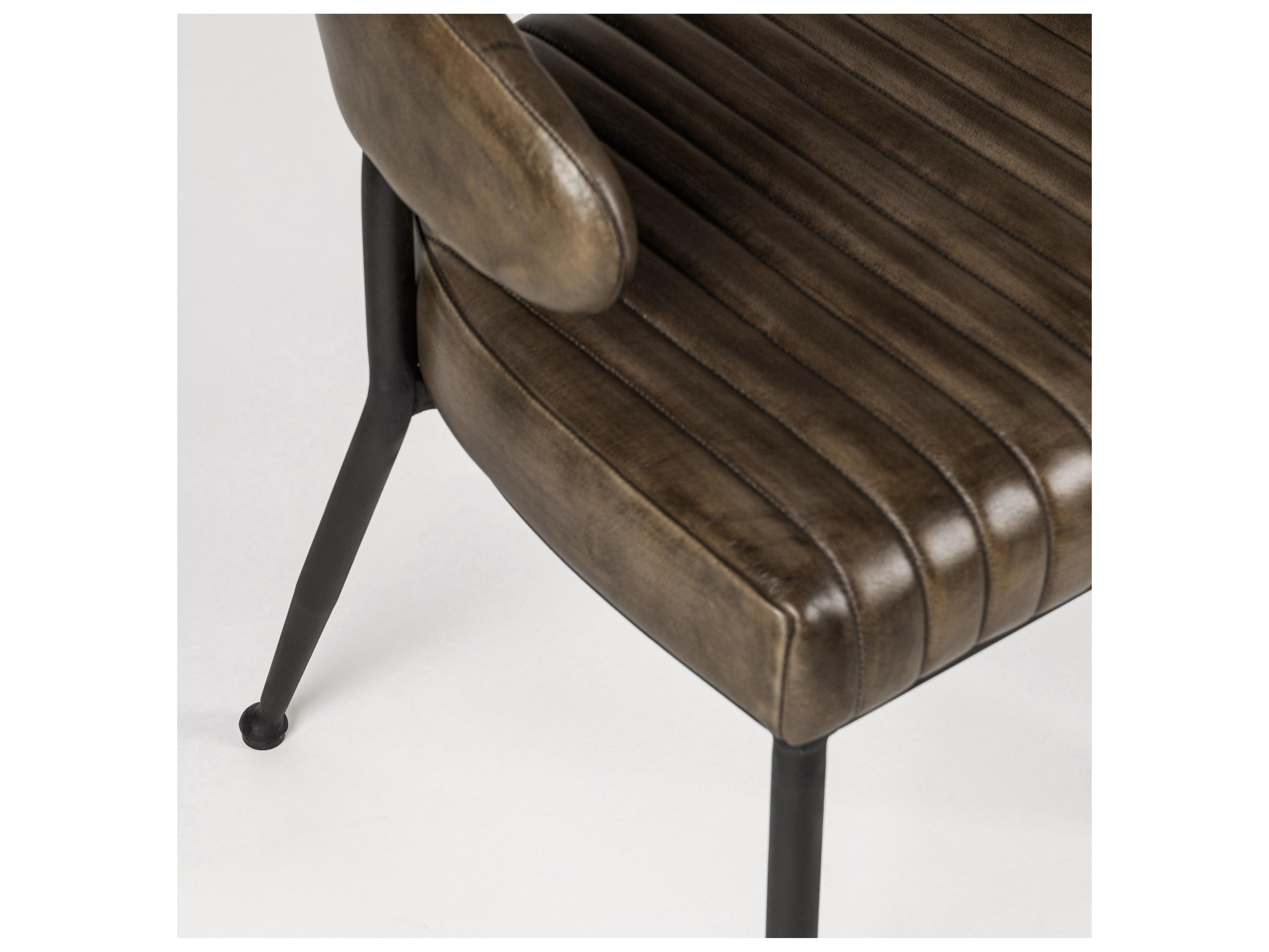 Classic Home Umbria Black Leather Arm Dining Chair