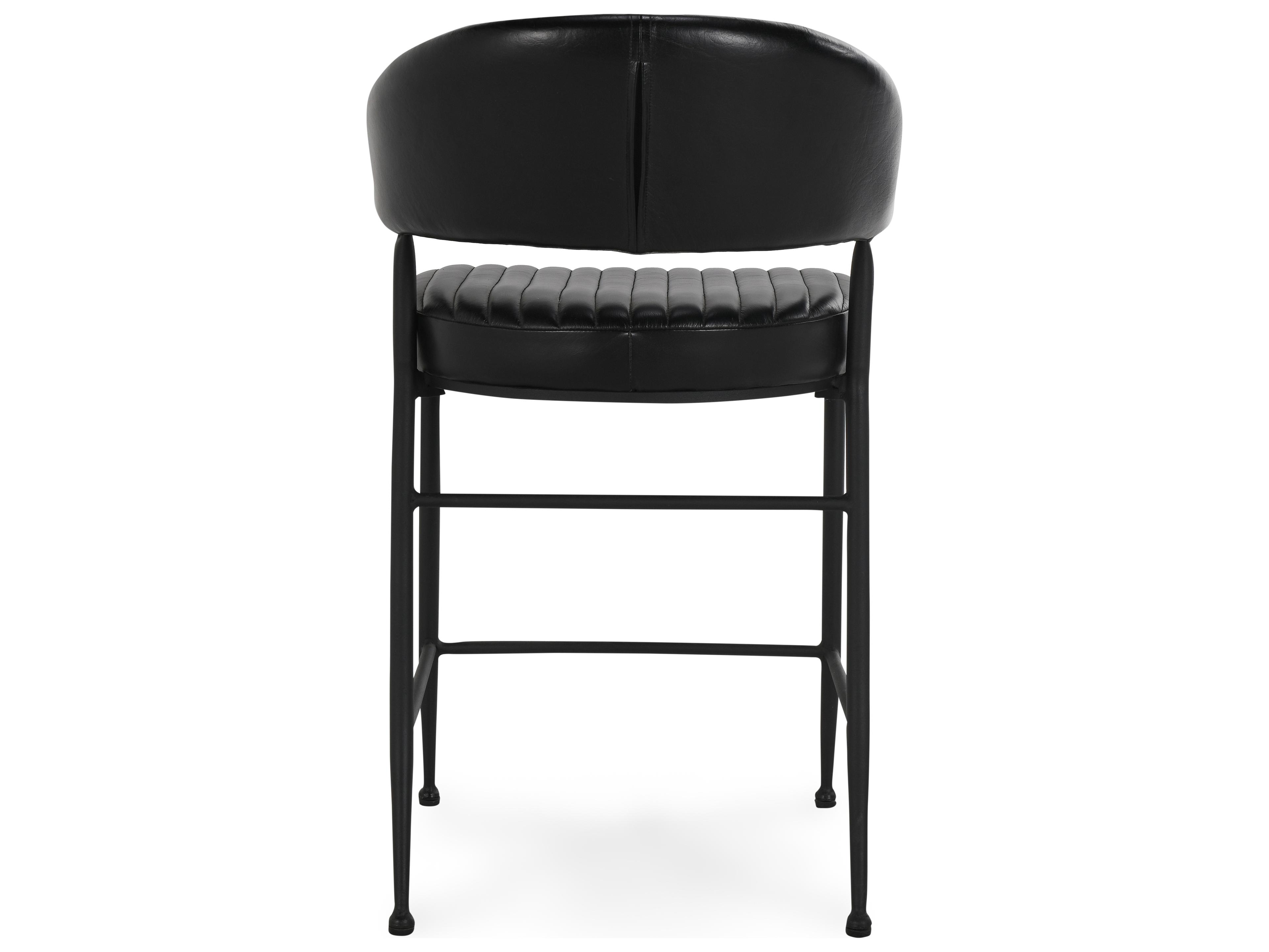 Classic Home Umbria Jet Black Leather Bar Stool