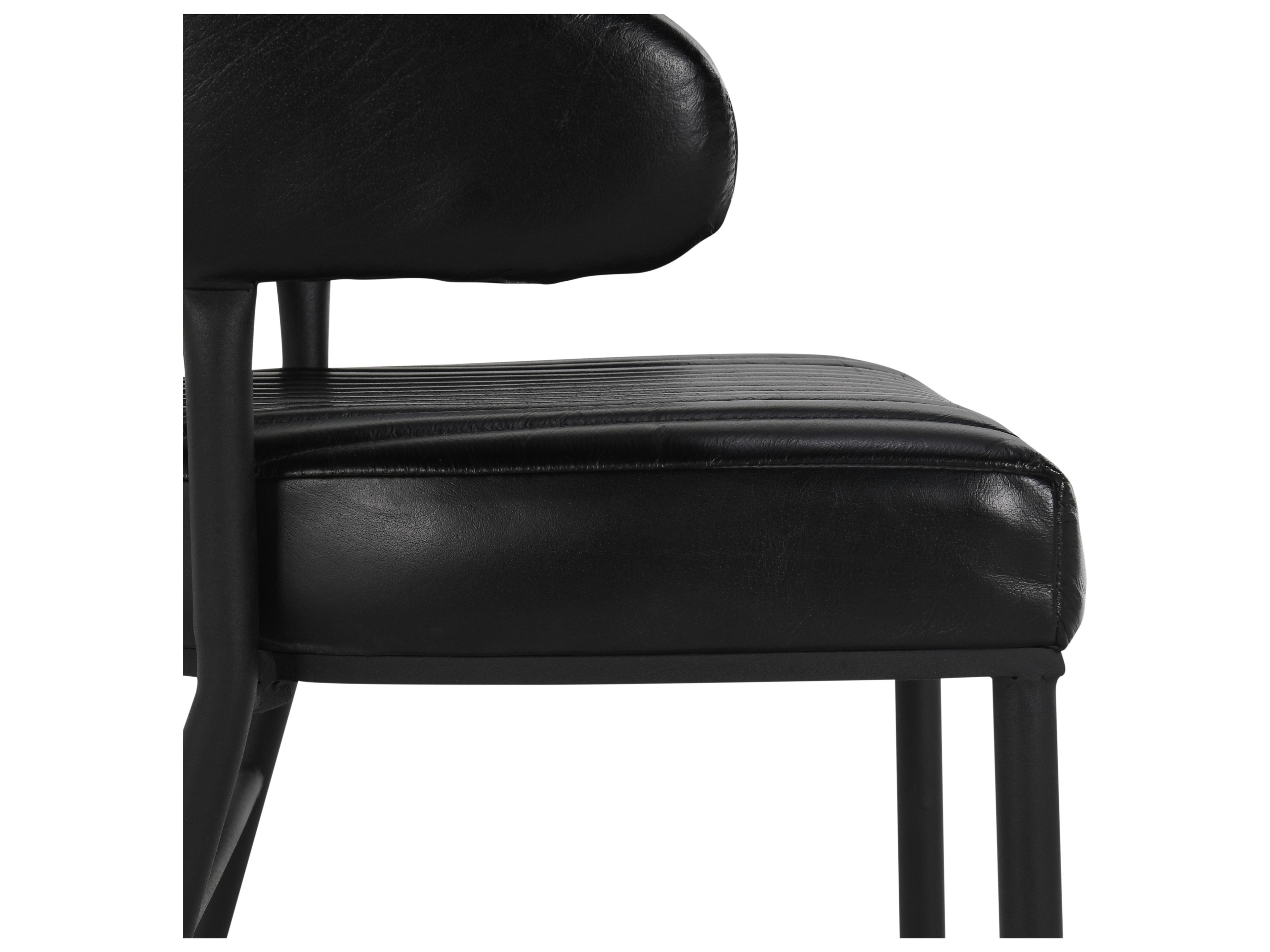 Classic Home Umbria Jet Black Leather Bar Stool
