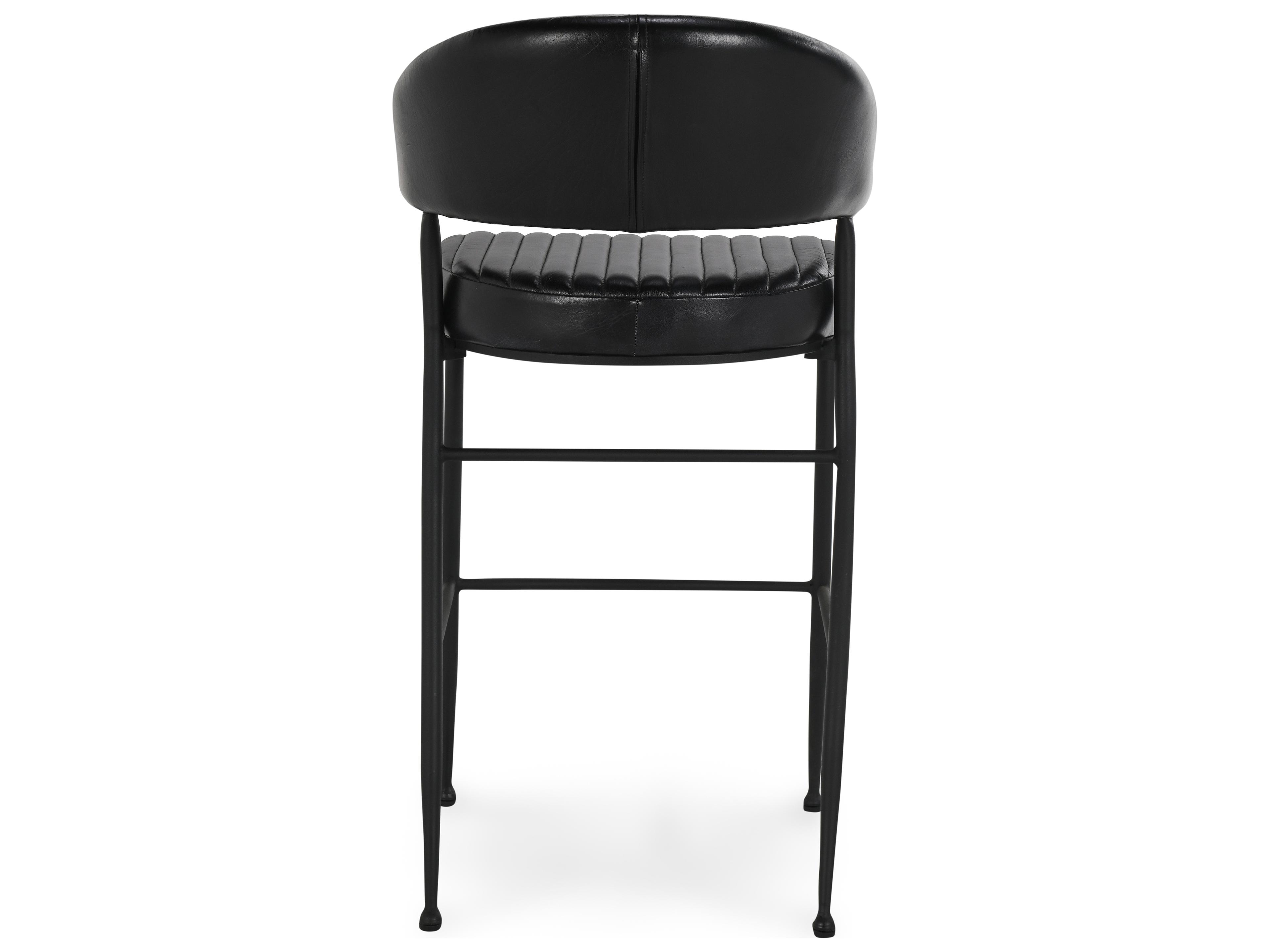 Classic Home Umbria Jet Black Leather Bar Stool