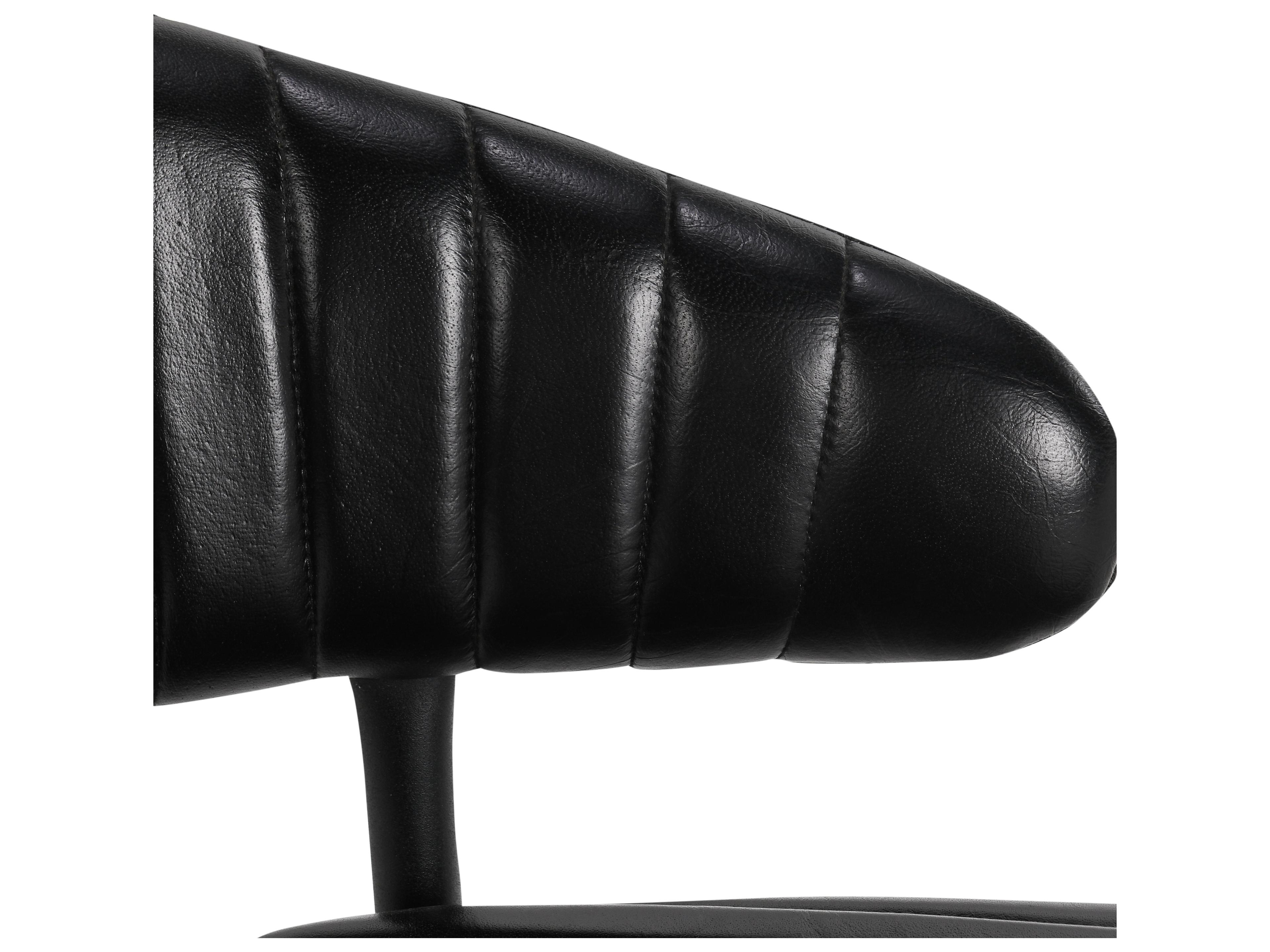 Classic Home Umbria Jet Black Leather Bar Stool