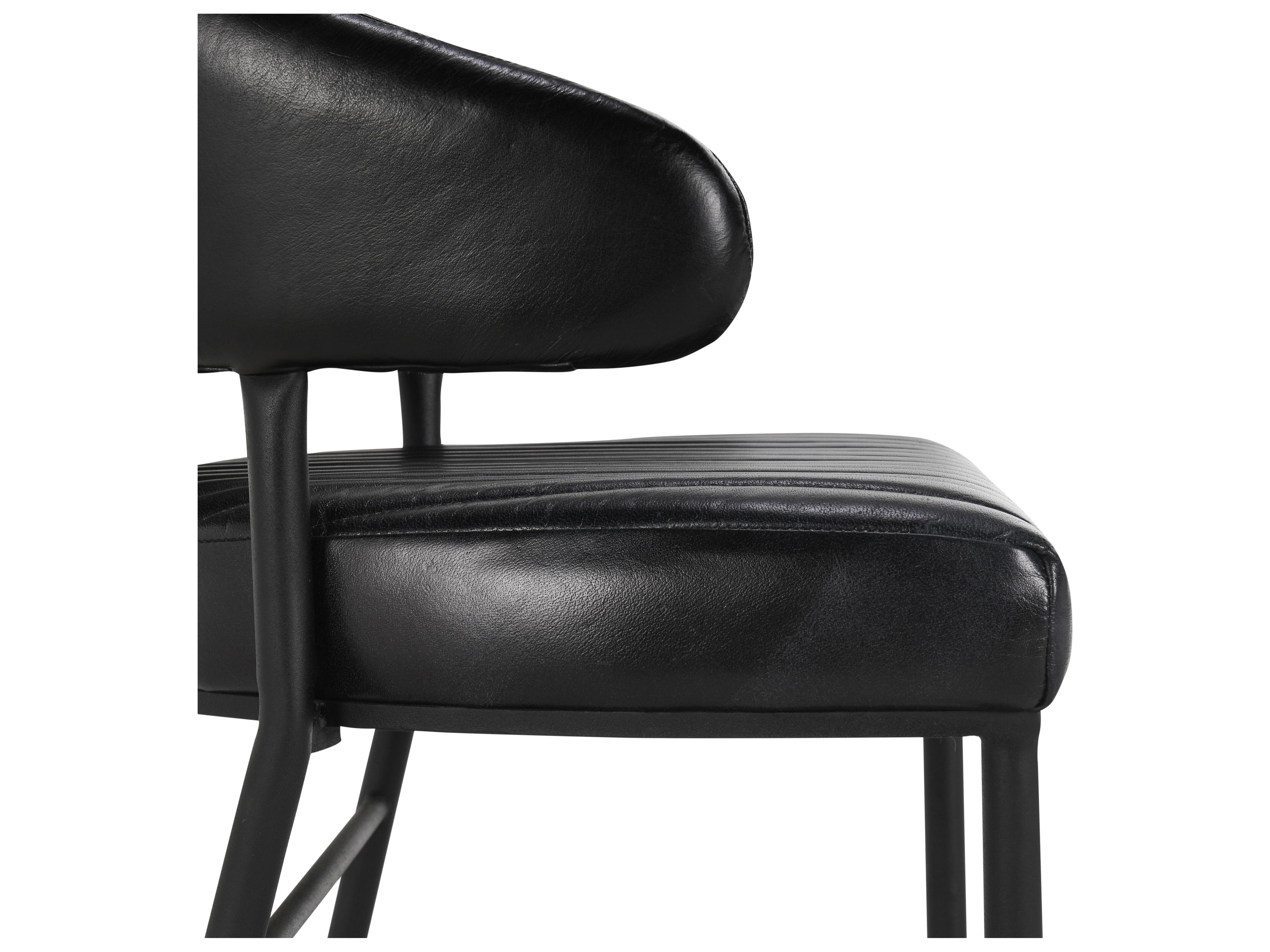 Classic Home Umbria Jet Black Leather Bar Stool